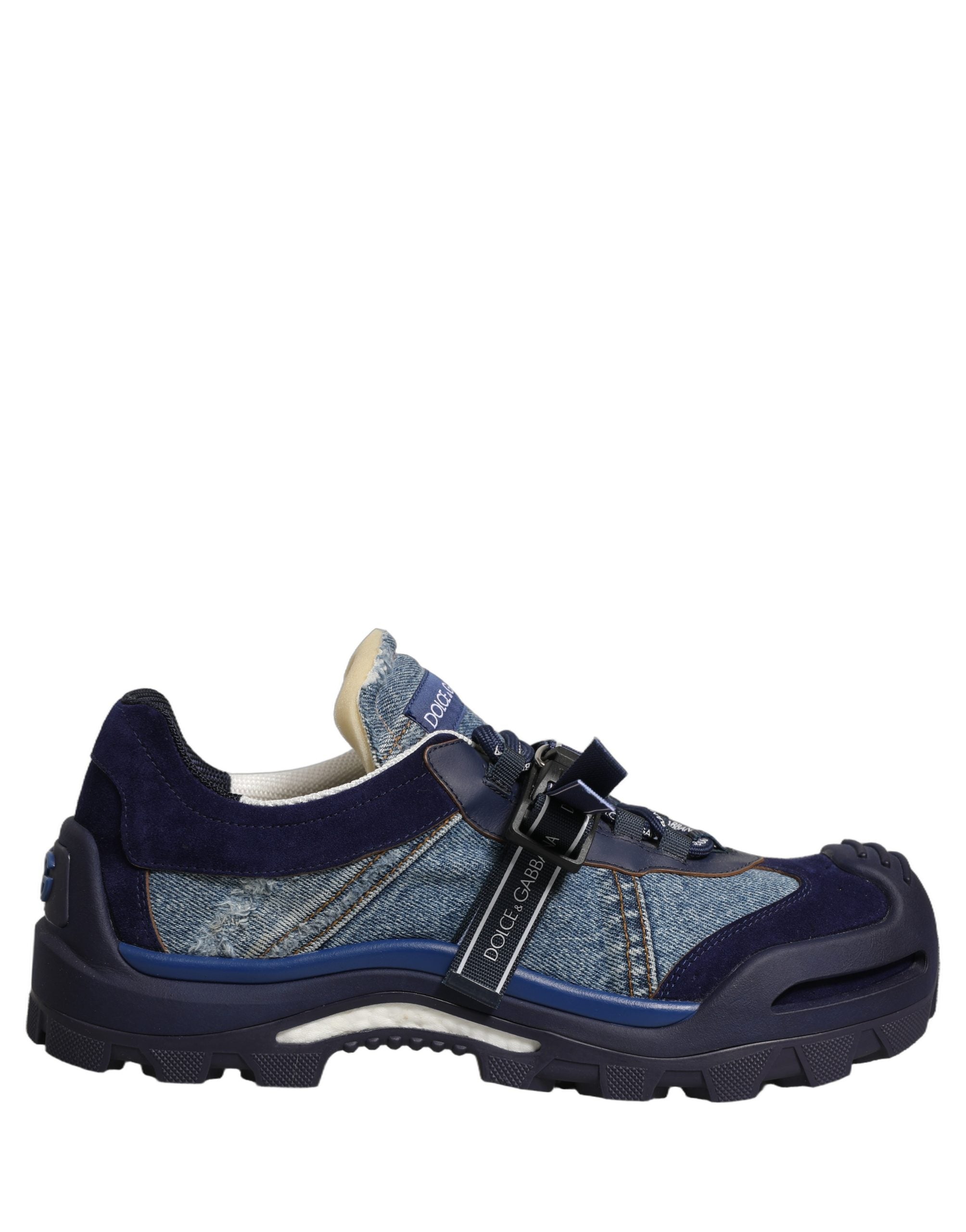 Dolce & Gabbana Blaue Airmaster Low-Top-Sneaker aus Denim mit Einsätzen-6