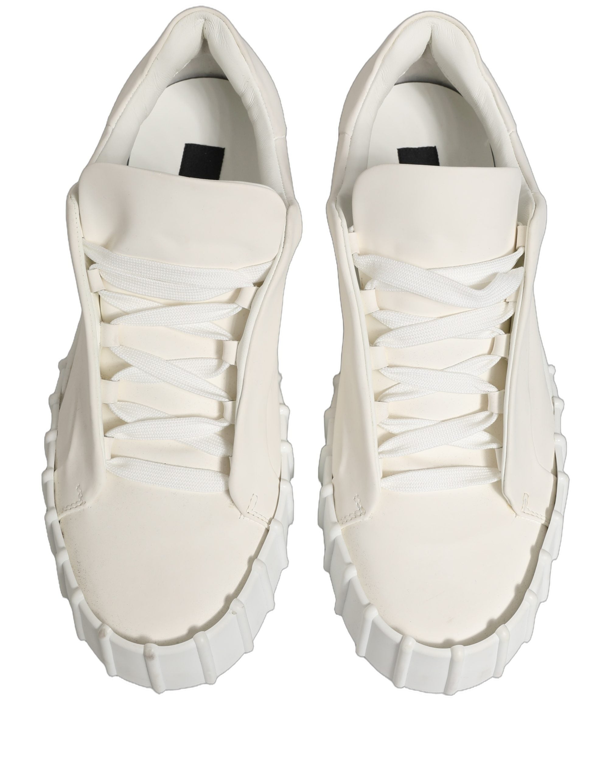 Dolce & Gabbana Weiße Leder Low Top Lace Up Sneakers Schuhe-2