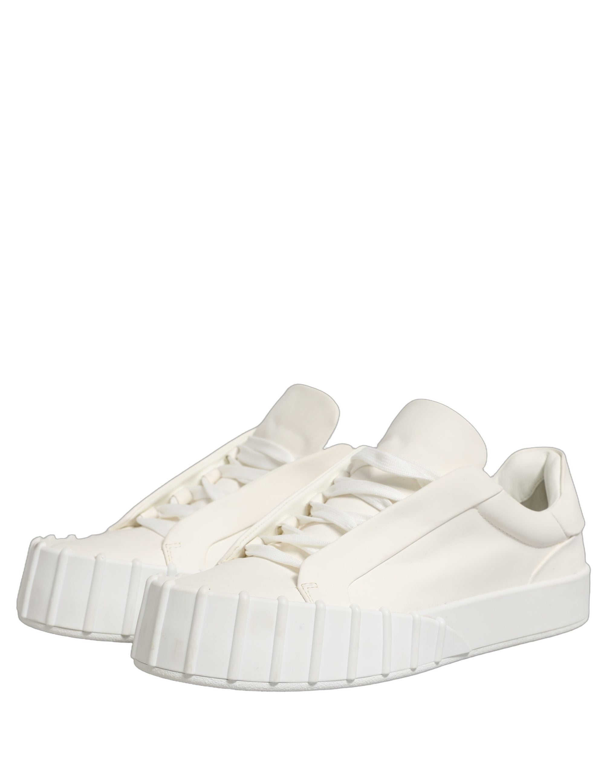 Dolce & Gabbana Weiße Leder Low Top Lace Up Sneakers Schuhe-3