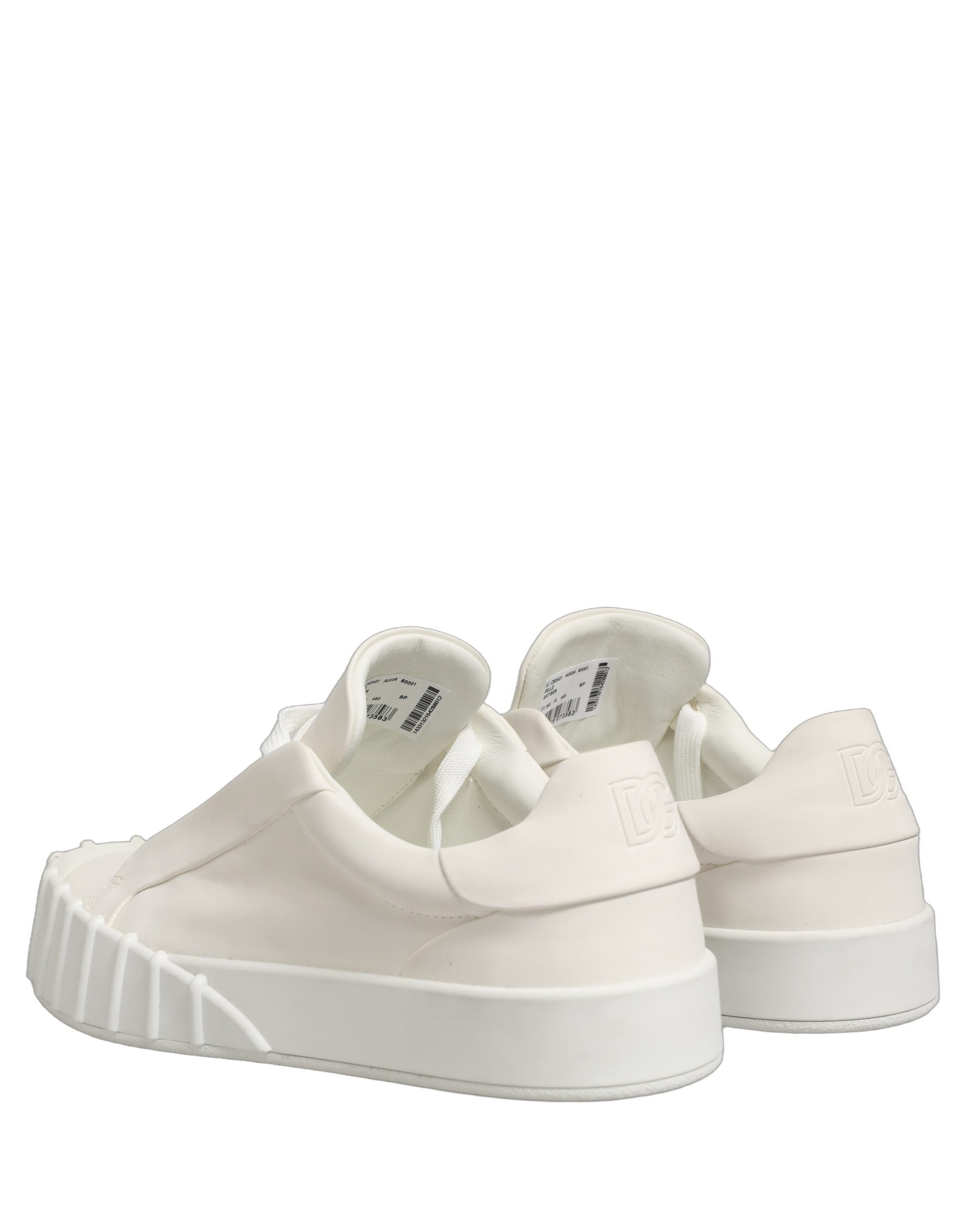 Dolce & Gabbana Weiße Leder Low Top Lace Up Sneakers Schuhe-4