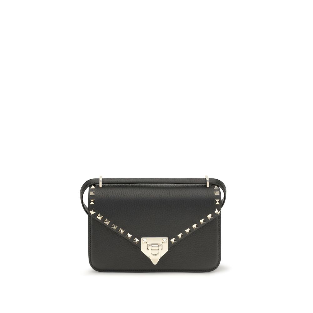 Valentino Garavani Schwarze Bos Taurus Kalbsleder Schultertasche-1