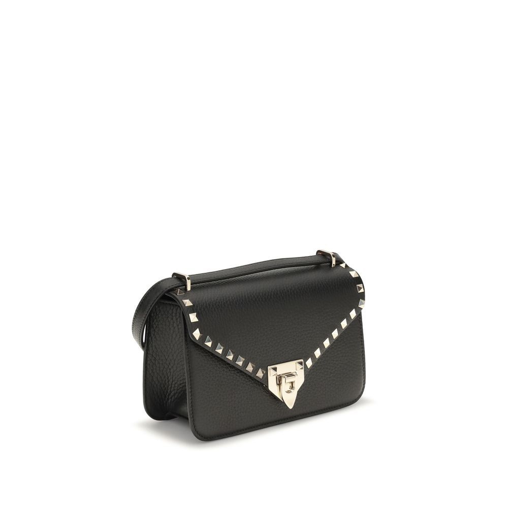 Valentino Garavani Schwarze Bos Taurus Kalbsleder Schultertasche-2