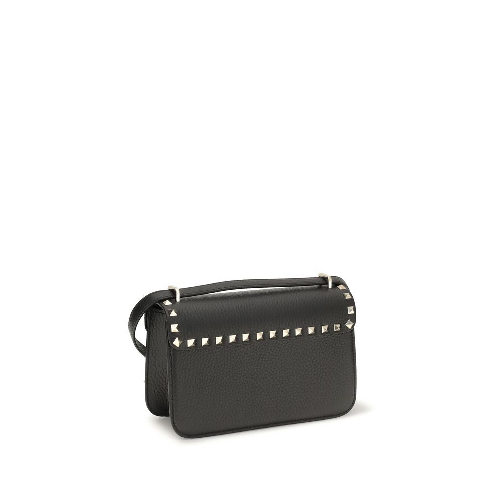 Valentino Garavani Schwarze Bos Taurus Kalbsleder Schultertasche-3