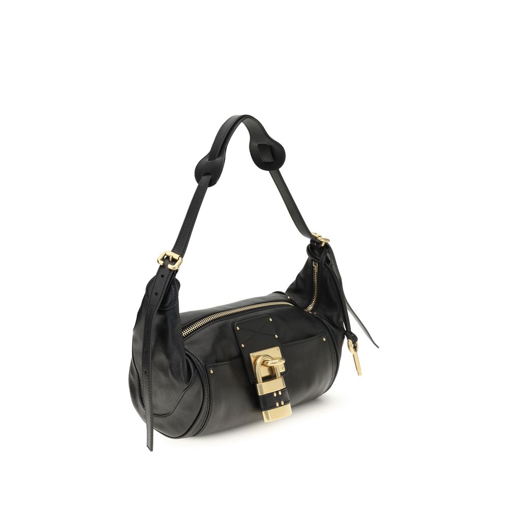 Chloé Schwarze Bos Taurus Kalbsleder Schultertasche-2
