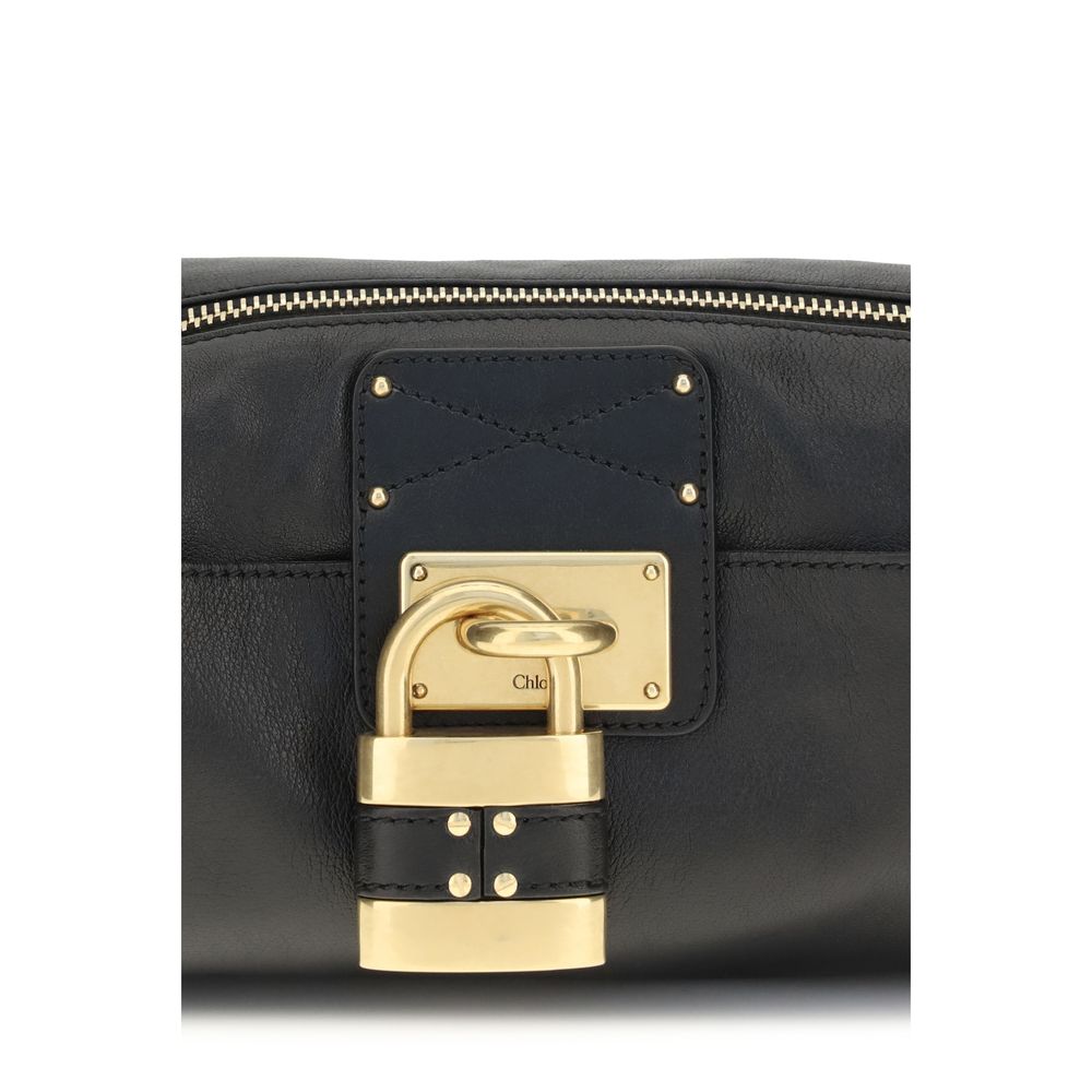 Chloé Schwarze Bos Taurus Kalbsleder Schultertasche-4