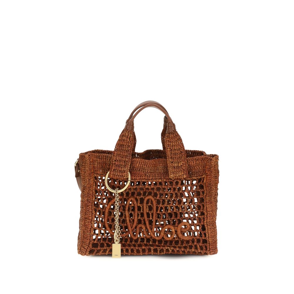 Chloé Braune Raffia-Umhängetasche-1