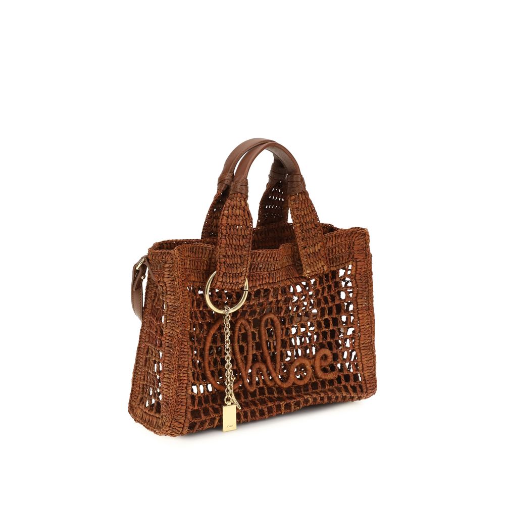 Chloé Braune Raffia-Umhängetasche-2