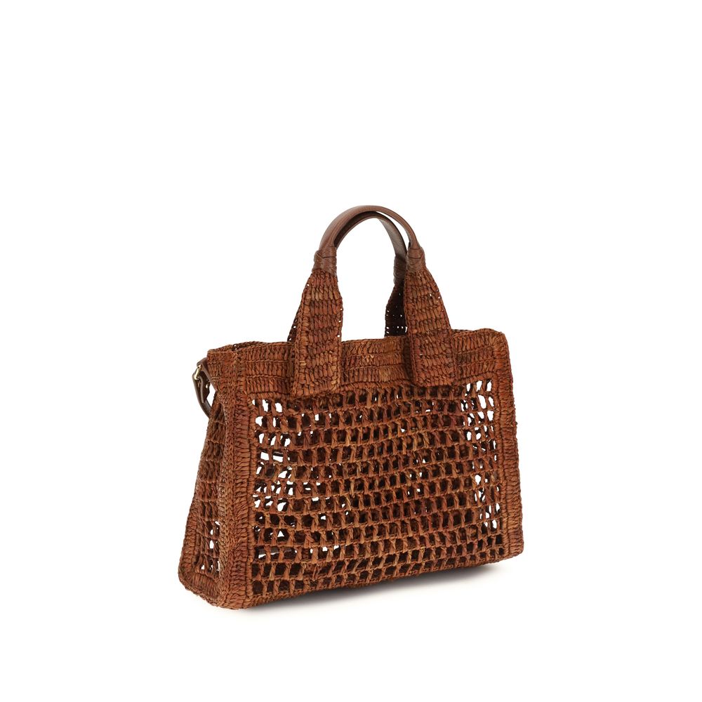 Chloé Braune Raffia-Umhängetasche-3