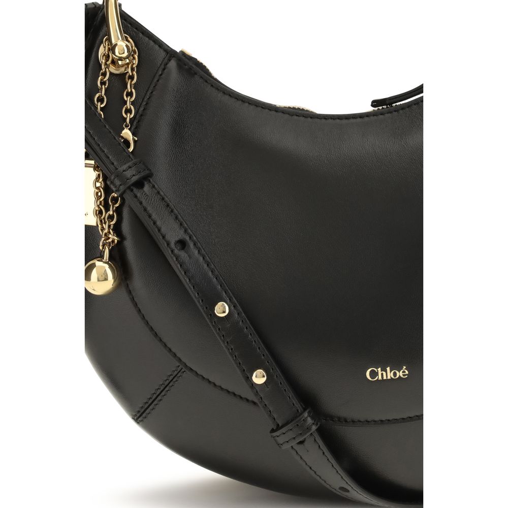 Chloé Schwarze Bos Taurus Kalbsleder Schultertasche-4
