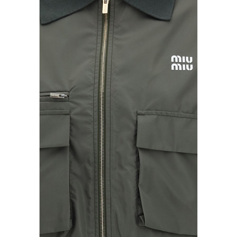 Miu Miu Zweifarbige Polyester-Shelljacke-3