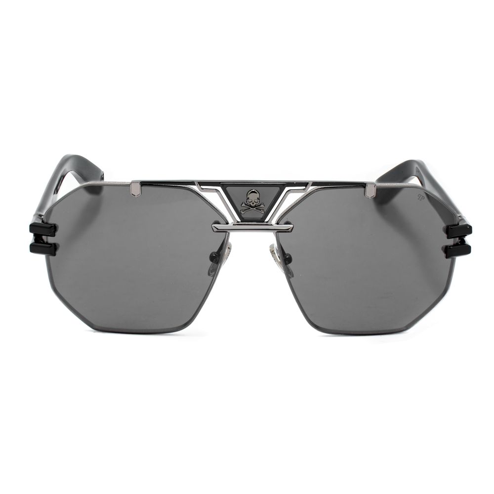 Philipp Plein Schwarze Sonnenbrille aus Metall-2