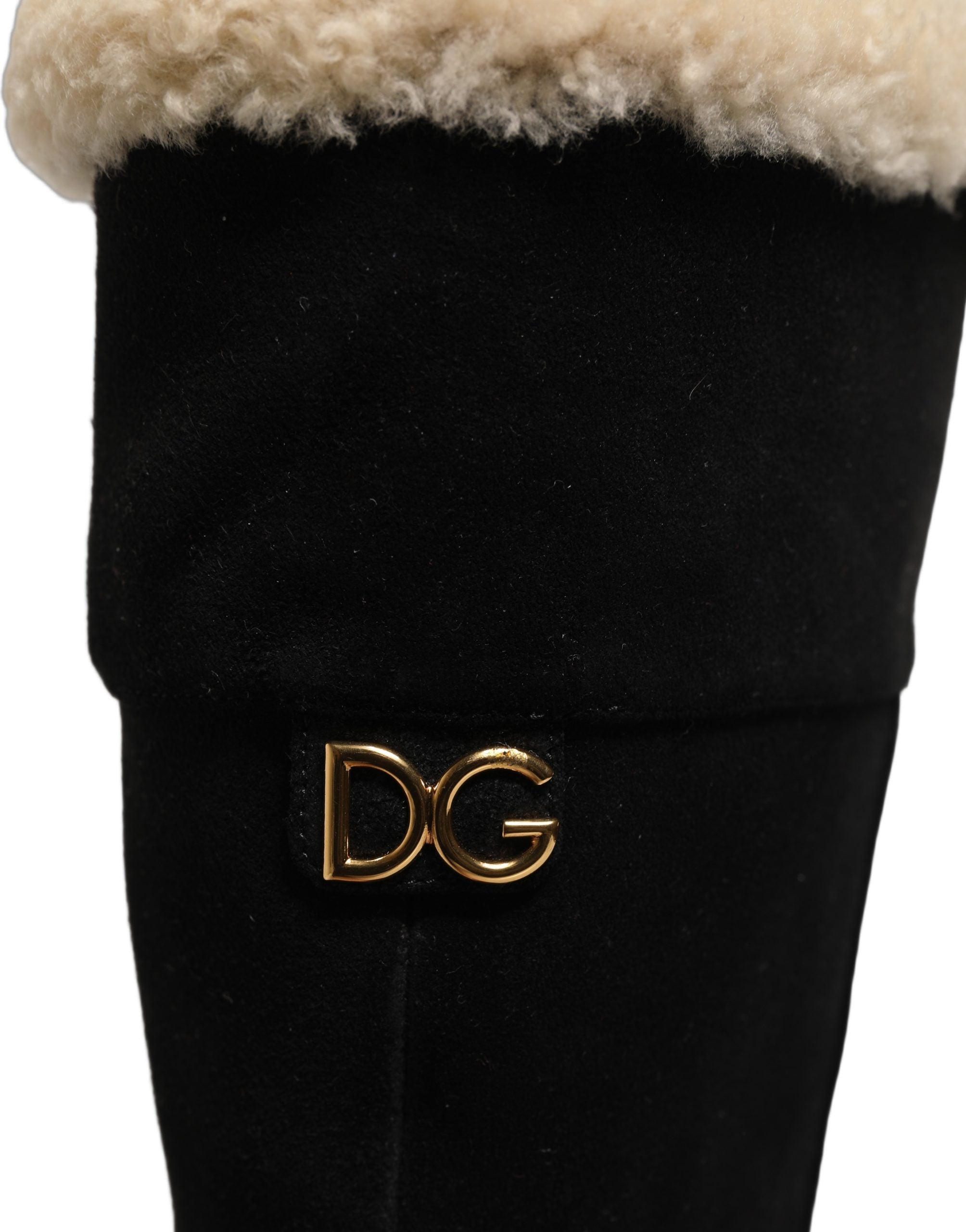 Dolce & Gabbana Schwarze kniehohe Stiefel aus Wildleder Schuhe-1