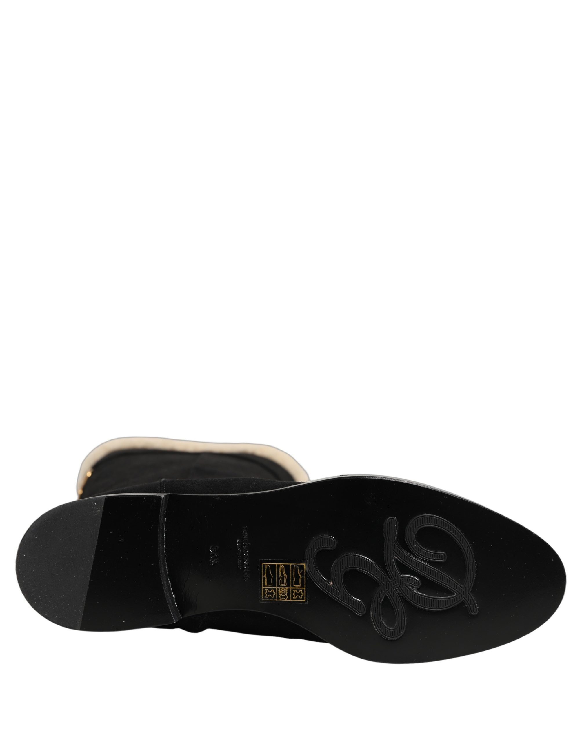 Dolce & Gabbana Schwarze kniehohe Stiefel aus Wildleder Schuhe-2