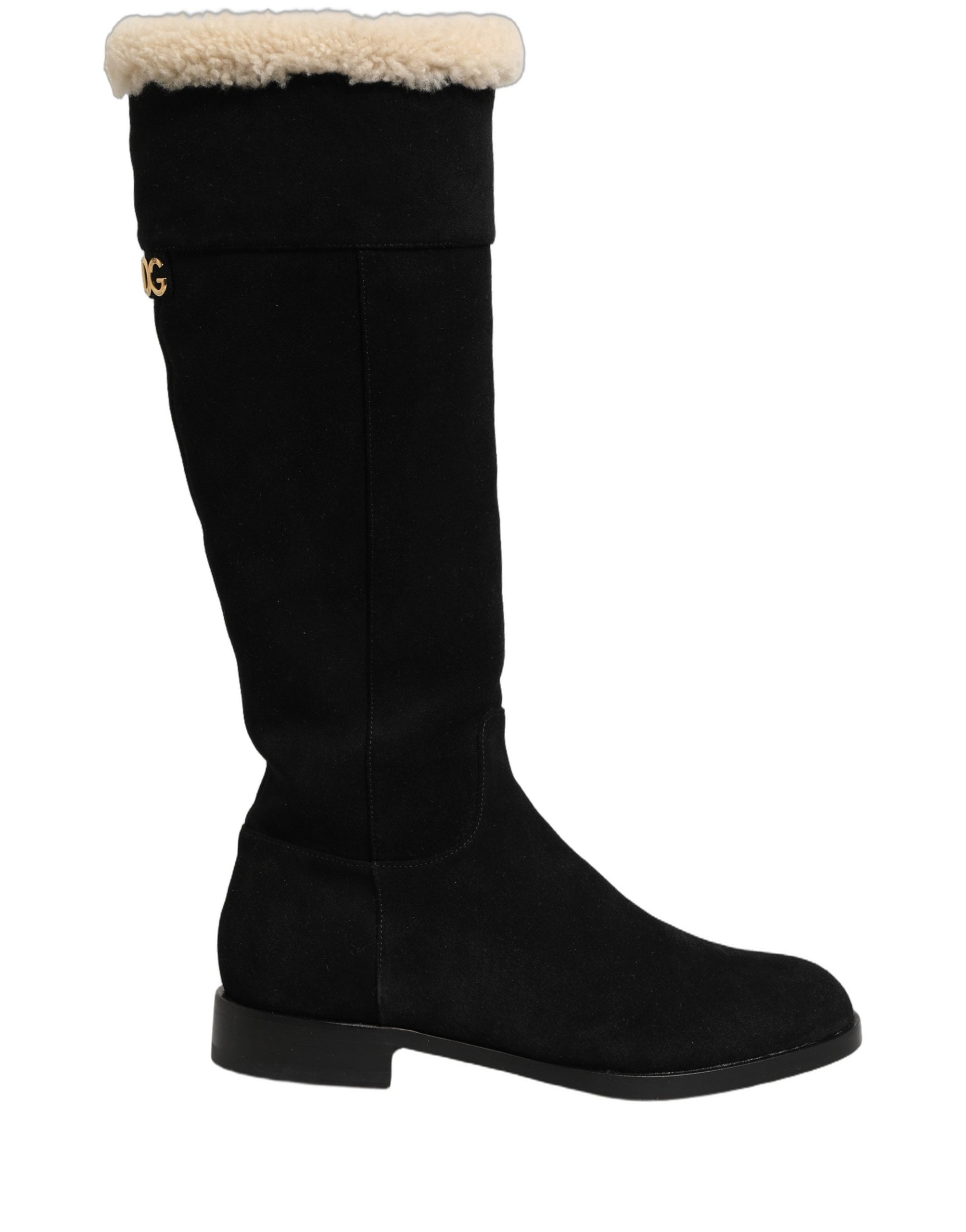 Dolce & Gabbana Schwarze kniehohe Stiefel aus Wildleder Schuhe-5