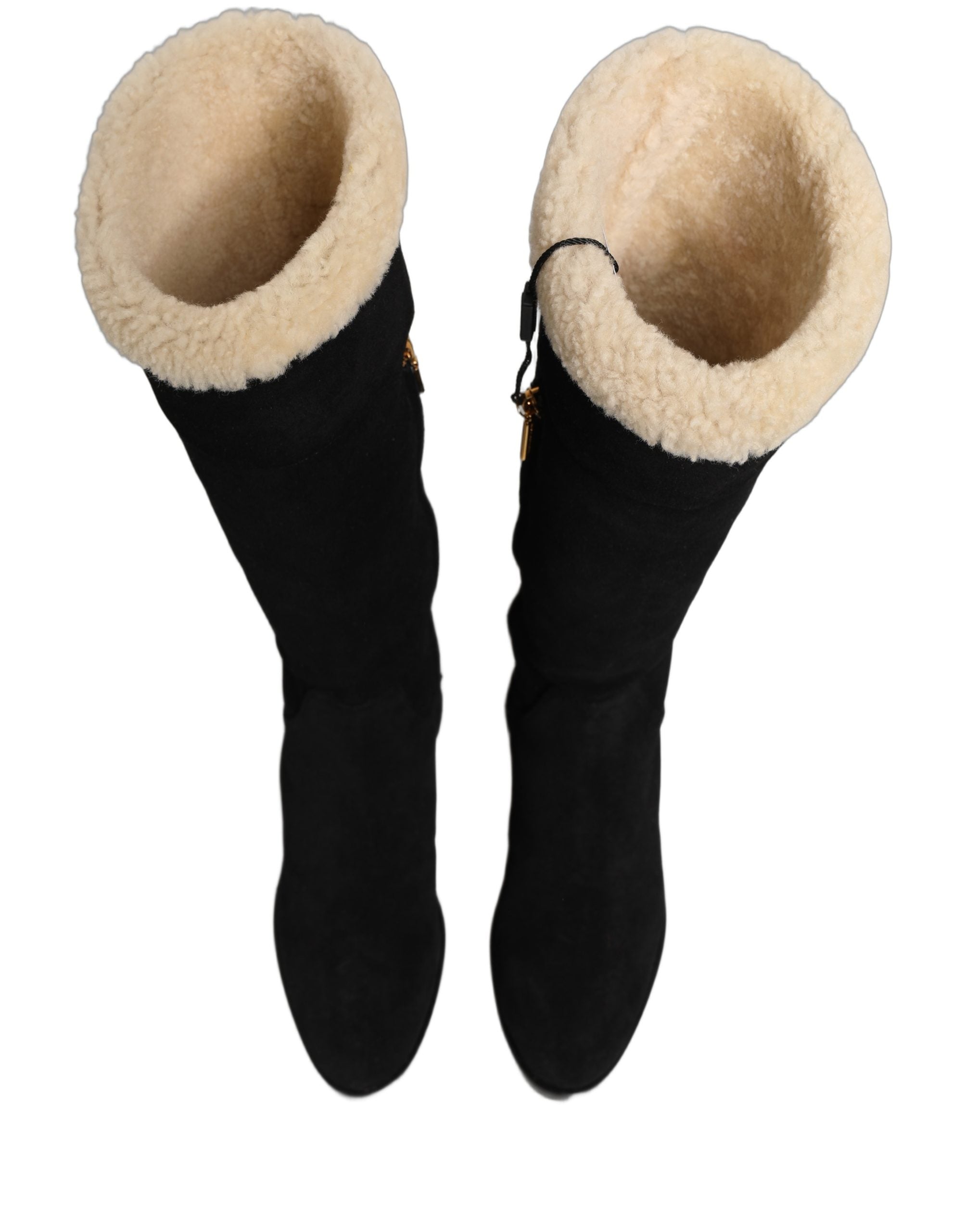 Dolce & Gabbana Schwarze kniehohe Stiefel aus Wildleder Schuhe-6