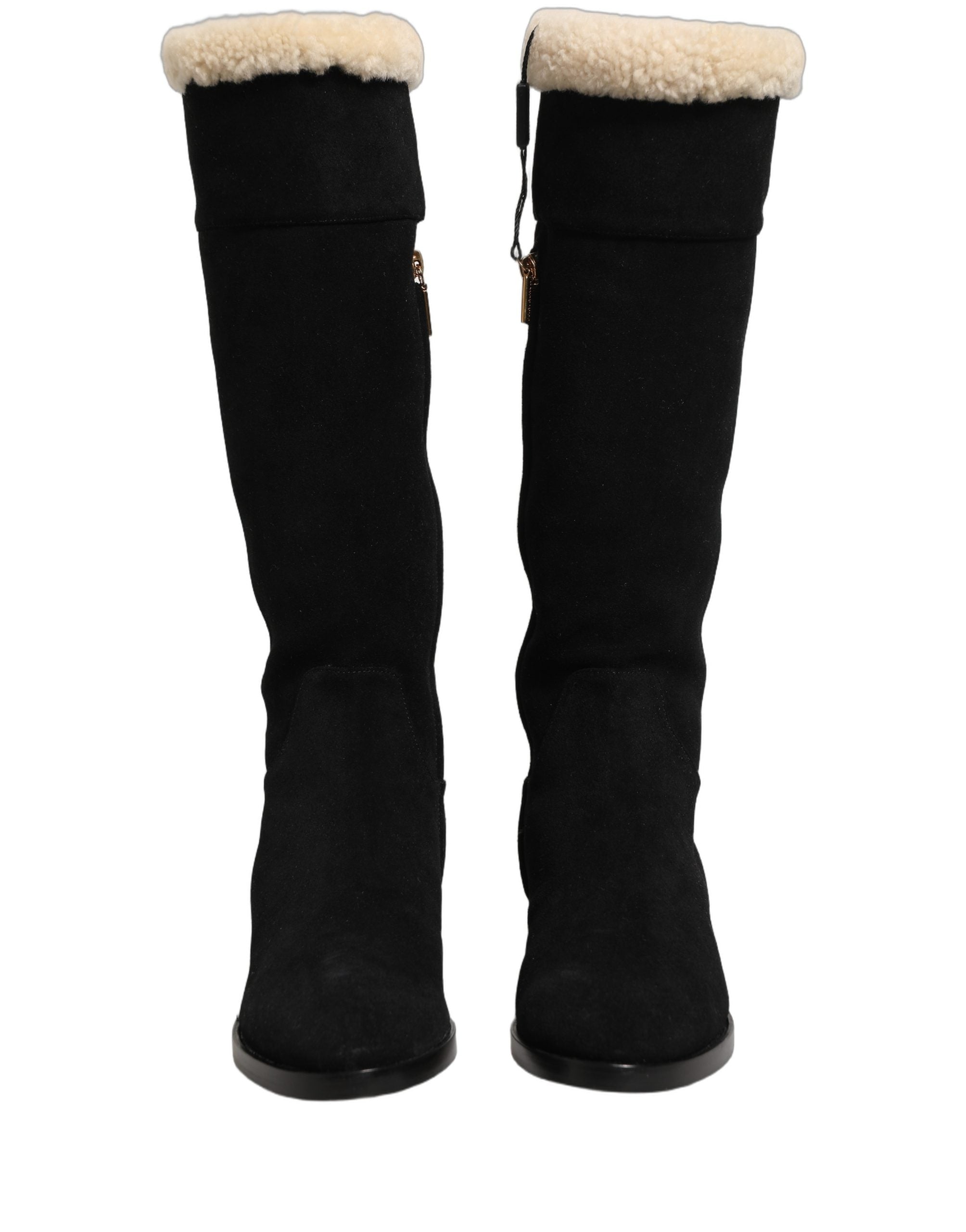 Dolce & Gabbana Schwarze kniehohe Stiefel aus Wildleder Schuhe-7