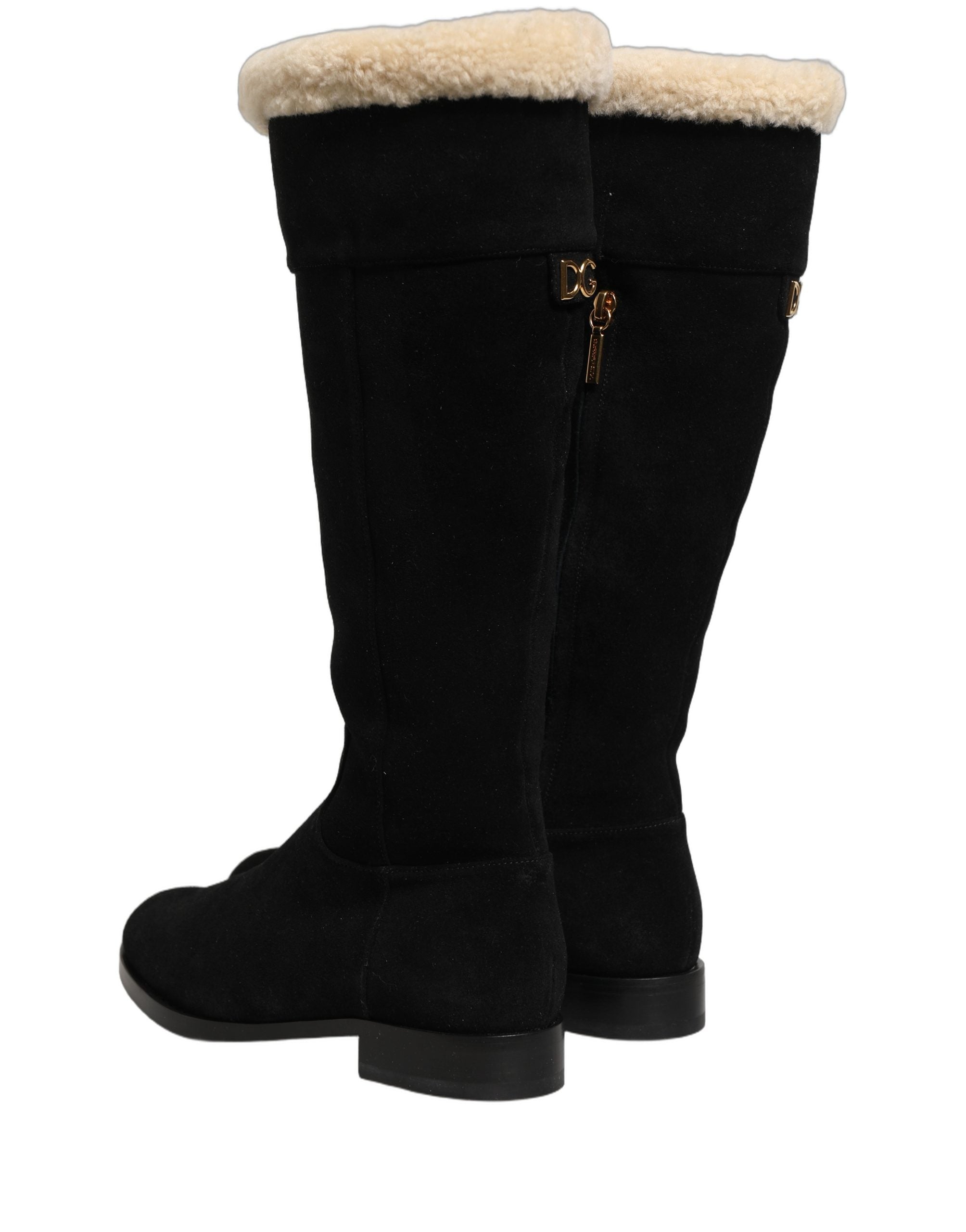 Dolce & Gabbana Schwarze kniehohe Stiefel aus Wildleder Schuhe-8