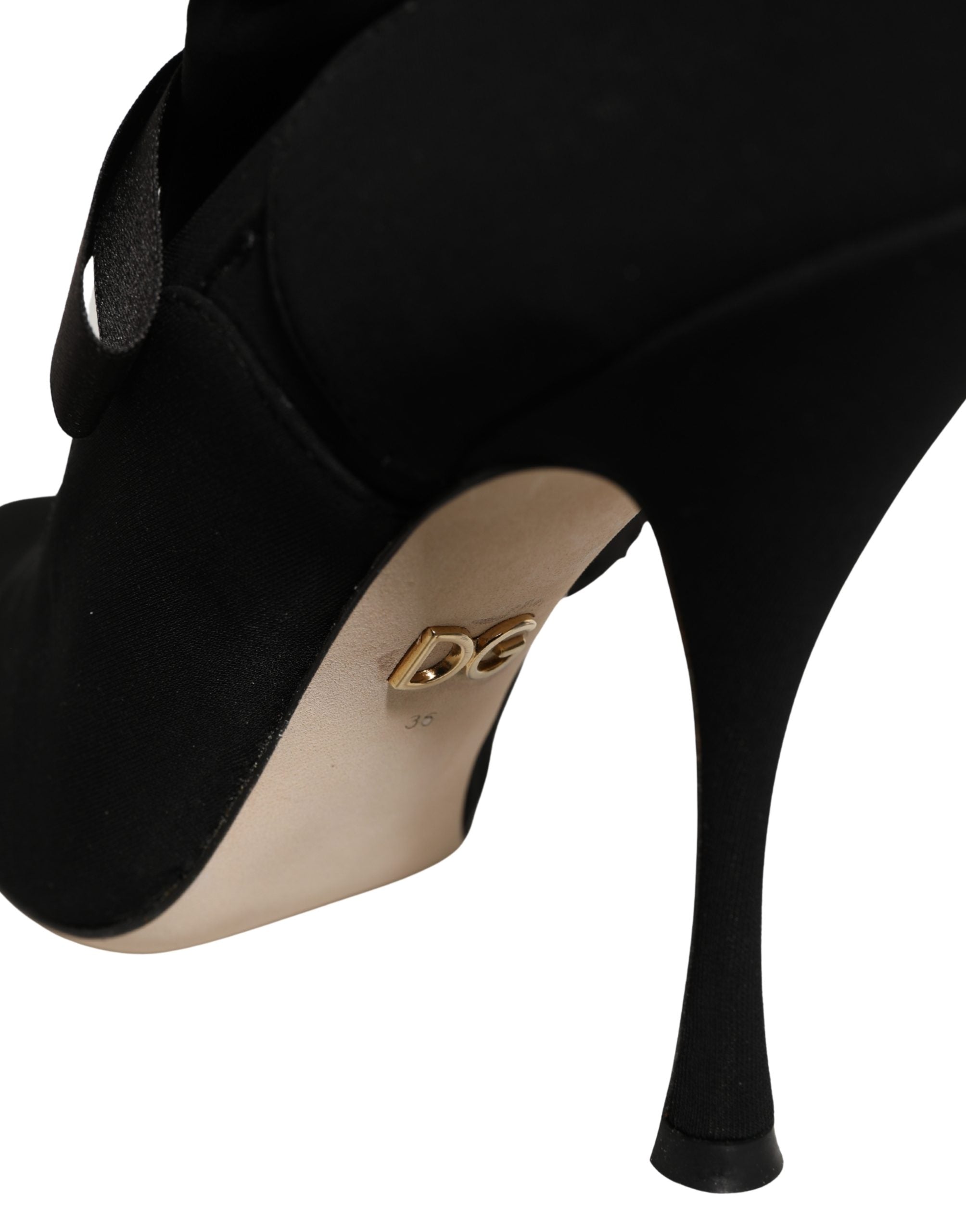 Dolce & Gabbana Schwarz Stiletto Heels Mid Calf Stiefel Schuhe-1