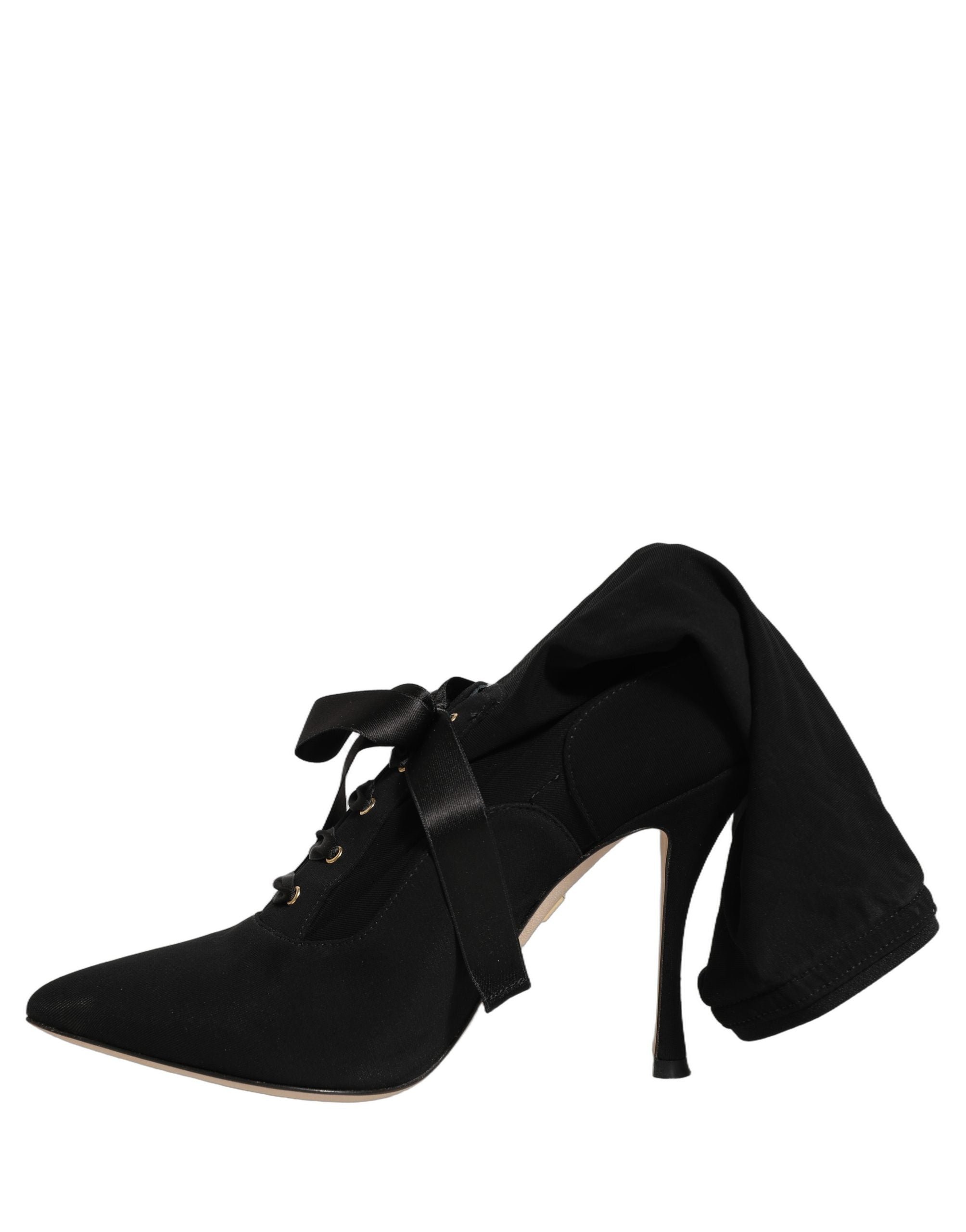 Dolce & Gabbana Schwarz Stiletto Heels Mid Calf Stiefel Schuhe-3