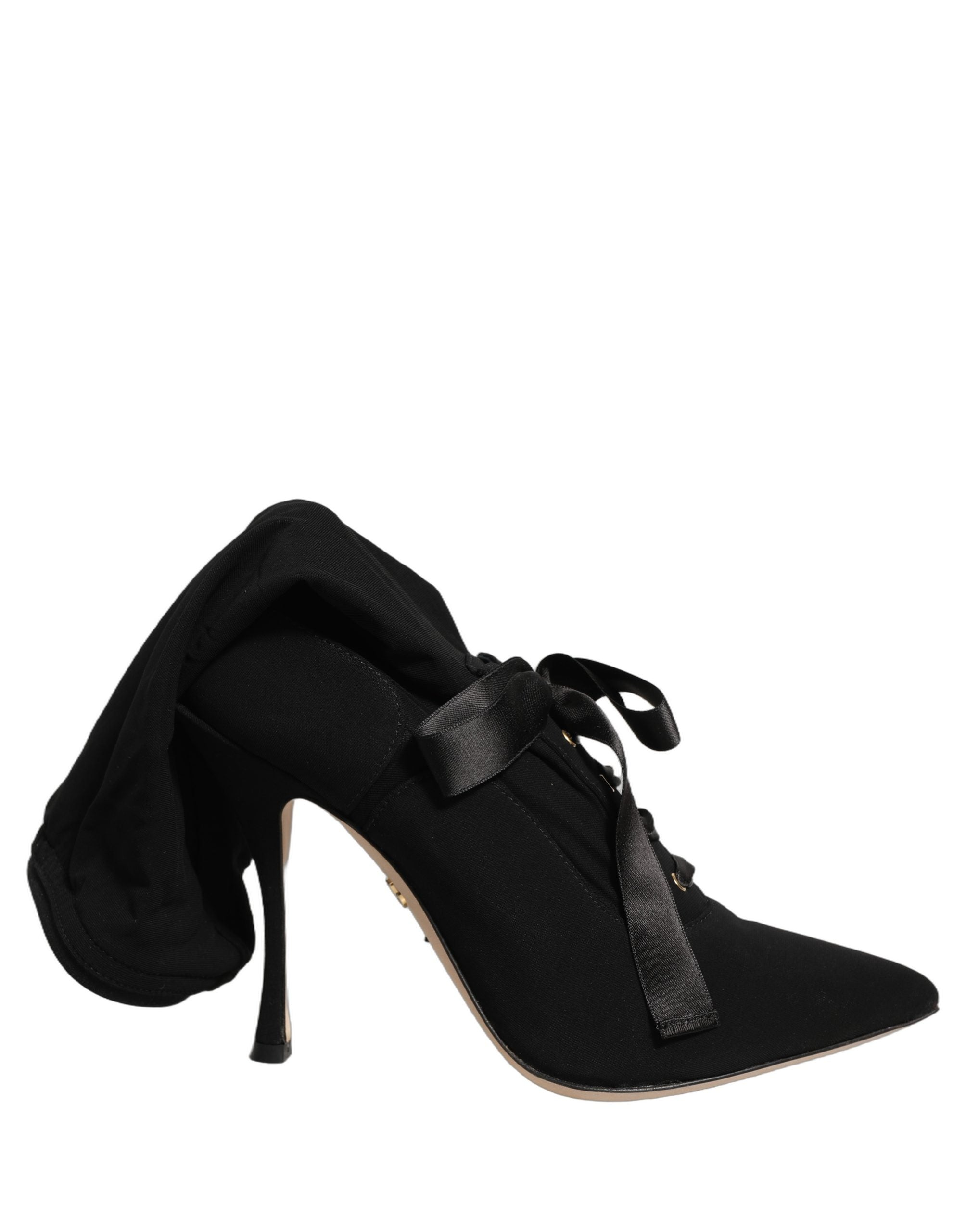 Dolce & Gabbana Schwarz Stiletto Heels Mid Calf Stiefel Schuhe-5