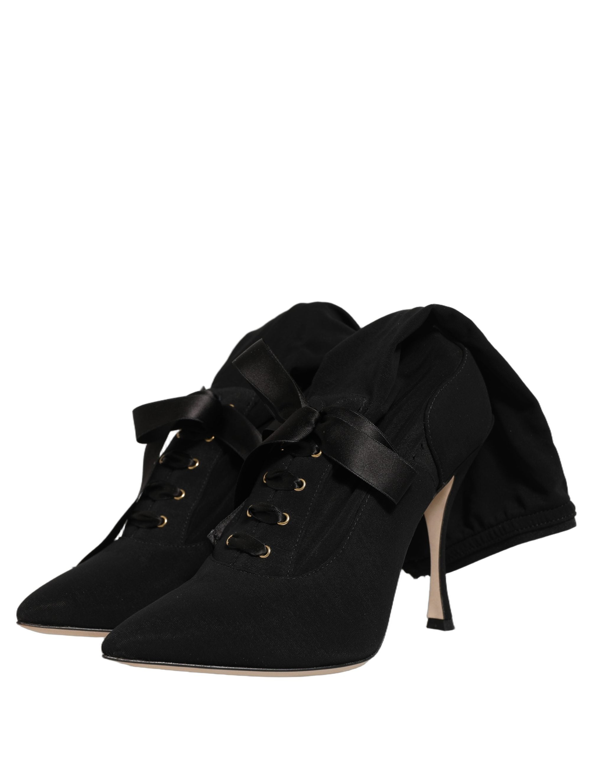 Dolce & Gabbana Schwarz Stiletto Heels Mid Calf Stiefel Schuhe-7