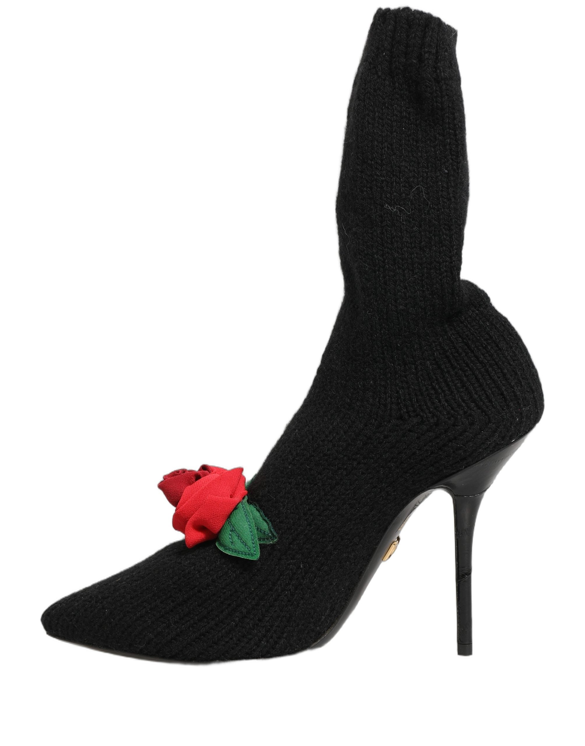 Dolce & Gabbana Schwarz Stiletto Heels Mid Calf Stiefel Schuhe-5