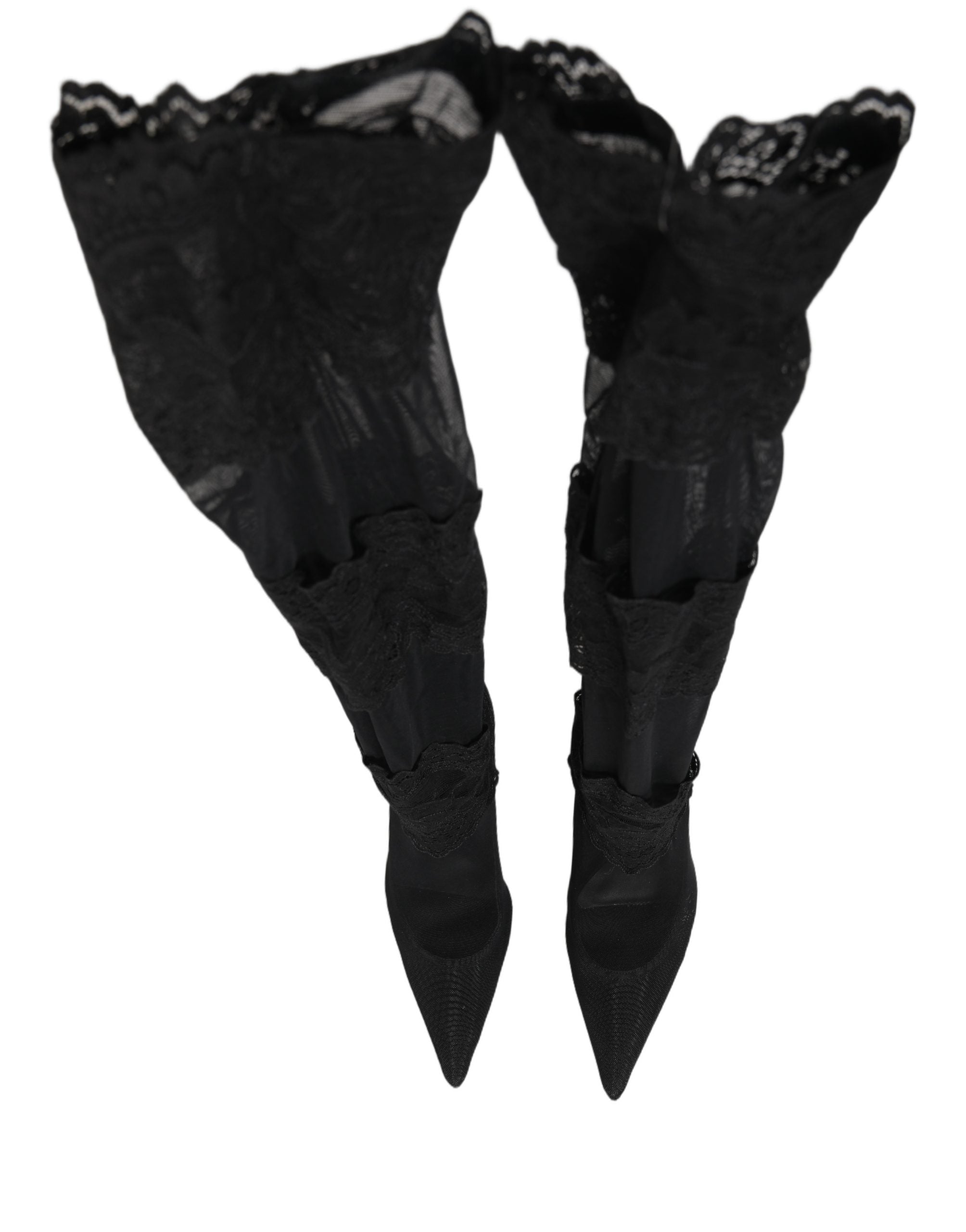 Dolce & Gabbana Schwarze Overknee-Socken-Pumps-Stiefel-3