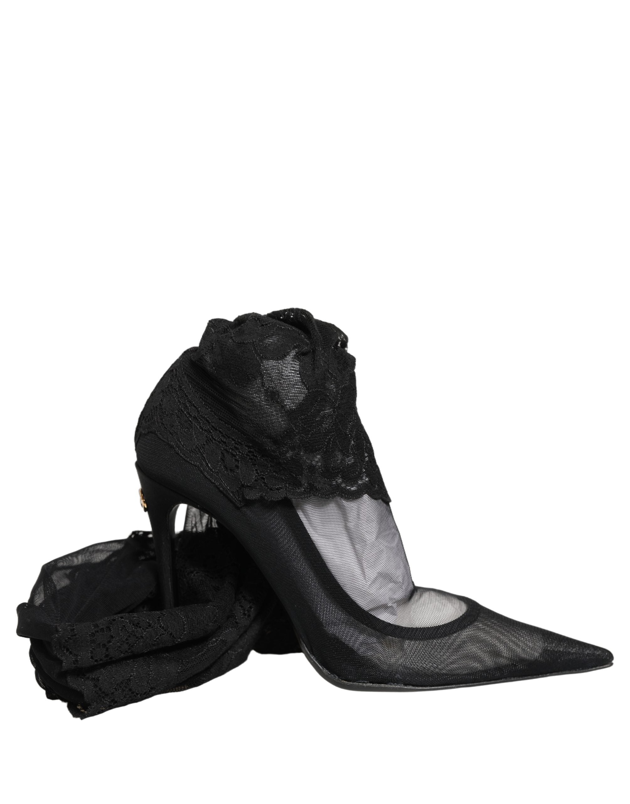 Dolce & Gabbana Schwarze Overknee-Socken-Pumps-Stiefel-5
