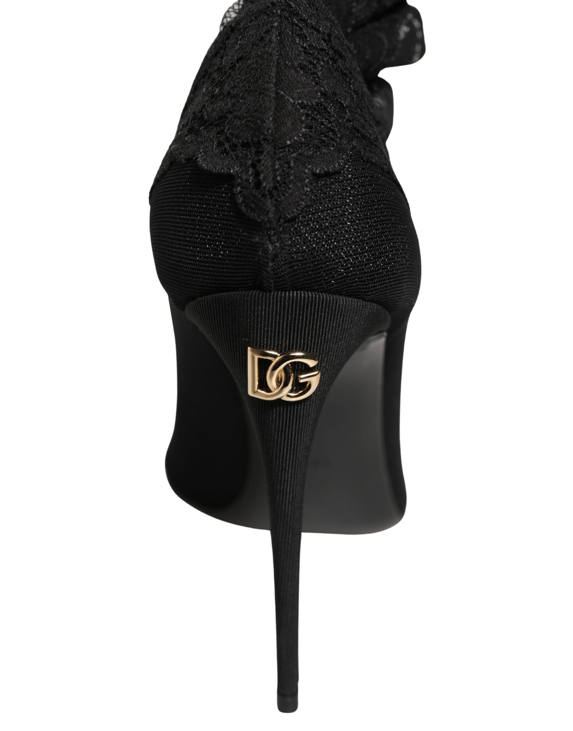 Dolce & Gabbana Schwarze Overknee-Socken-Pumps-Stiefel-7