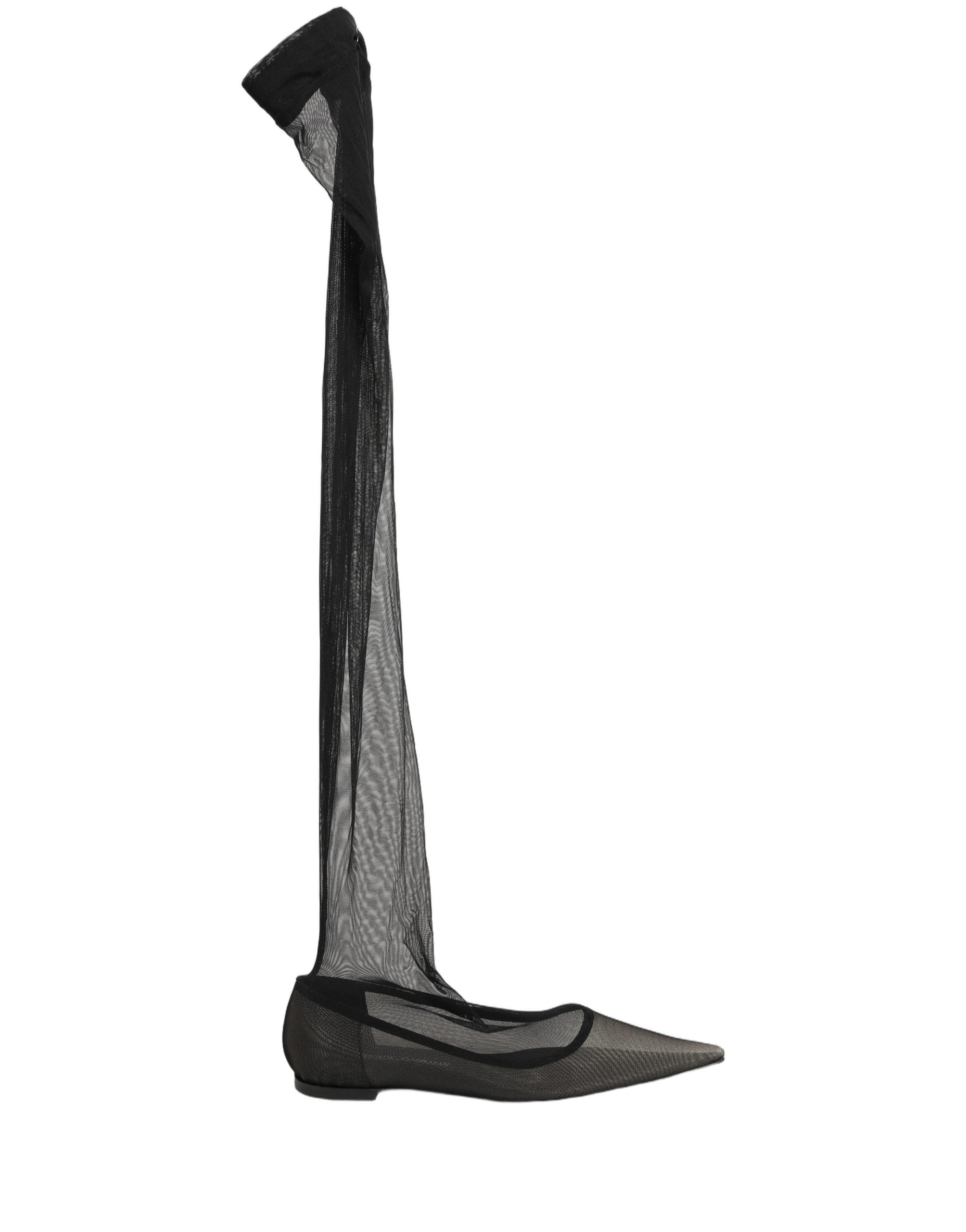 Dolce & Gabbana Schwarze Overknee-Stiefel aus Tüll-2