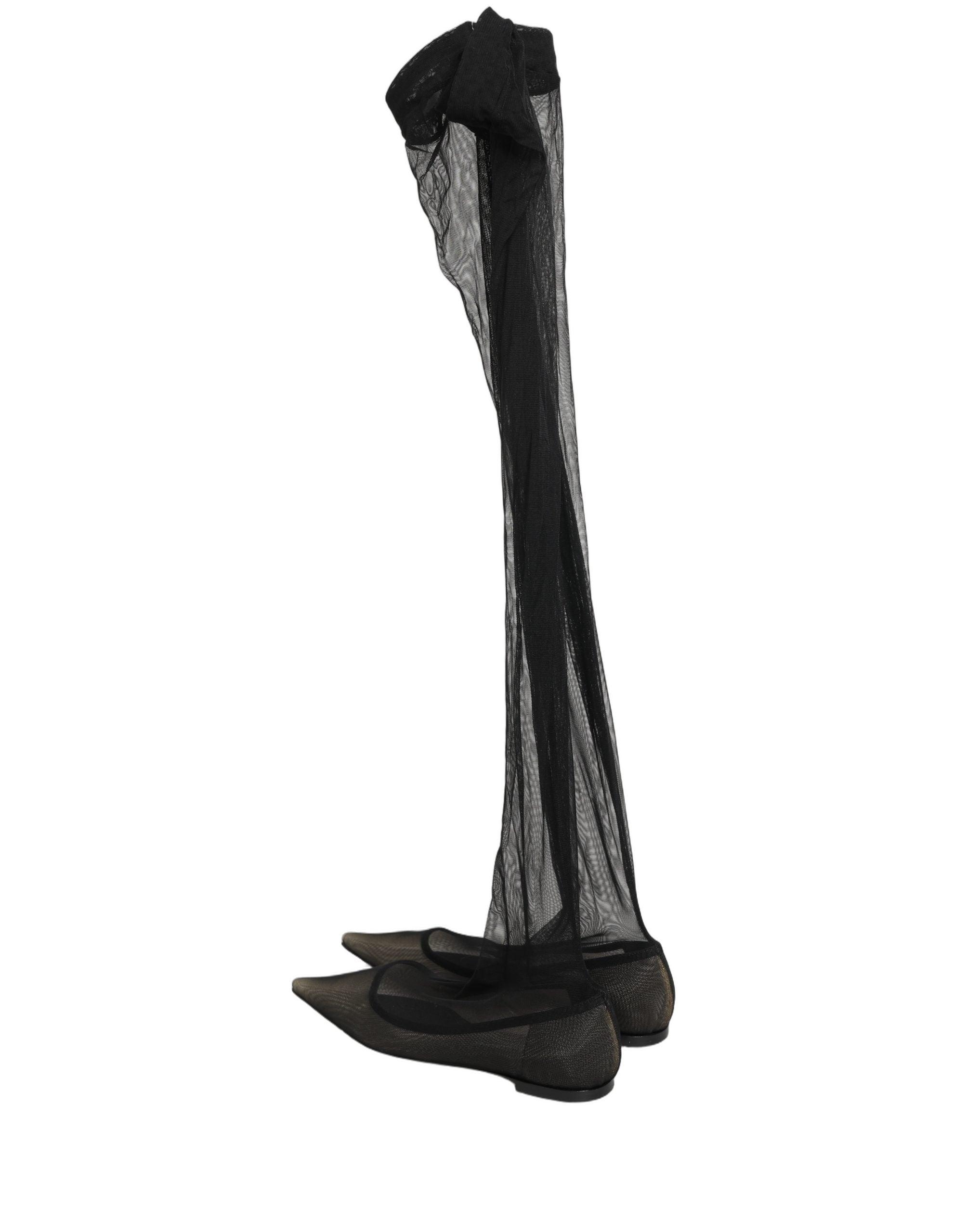 Dolce & Gabbana Schwarze Overknee-Stiefel aus Tüll-7