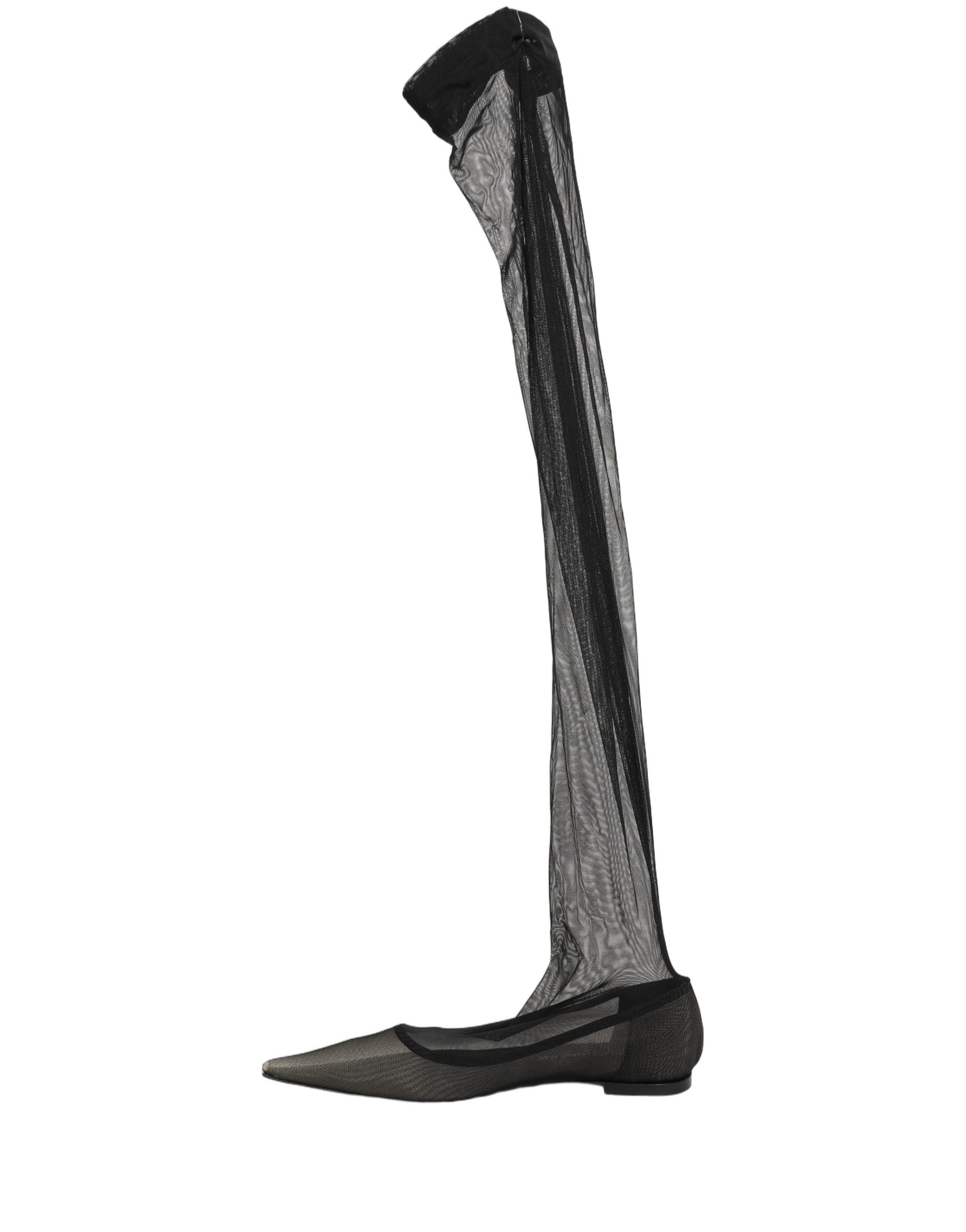 Dolce & Gabbana Schwarze Overknee-Stiefel aus Tüll-8
