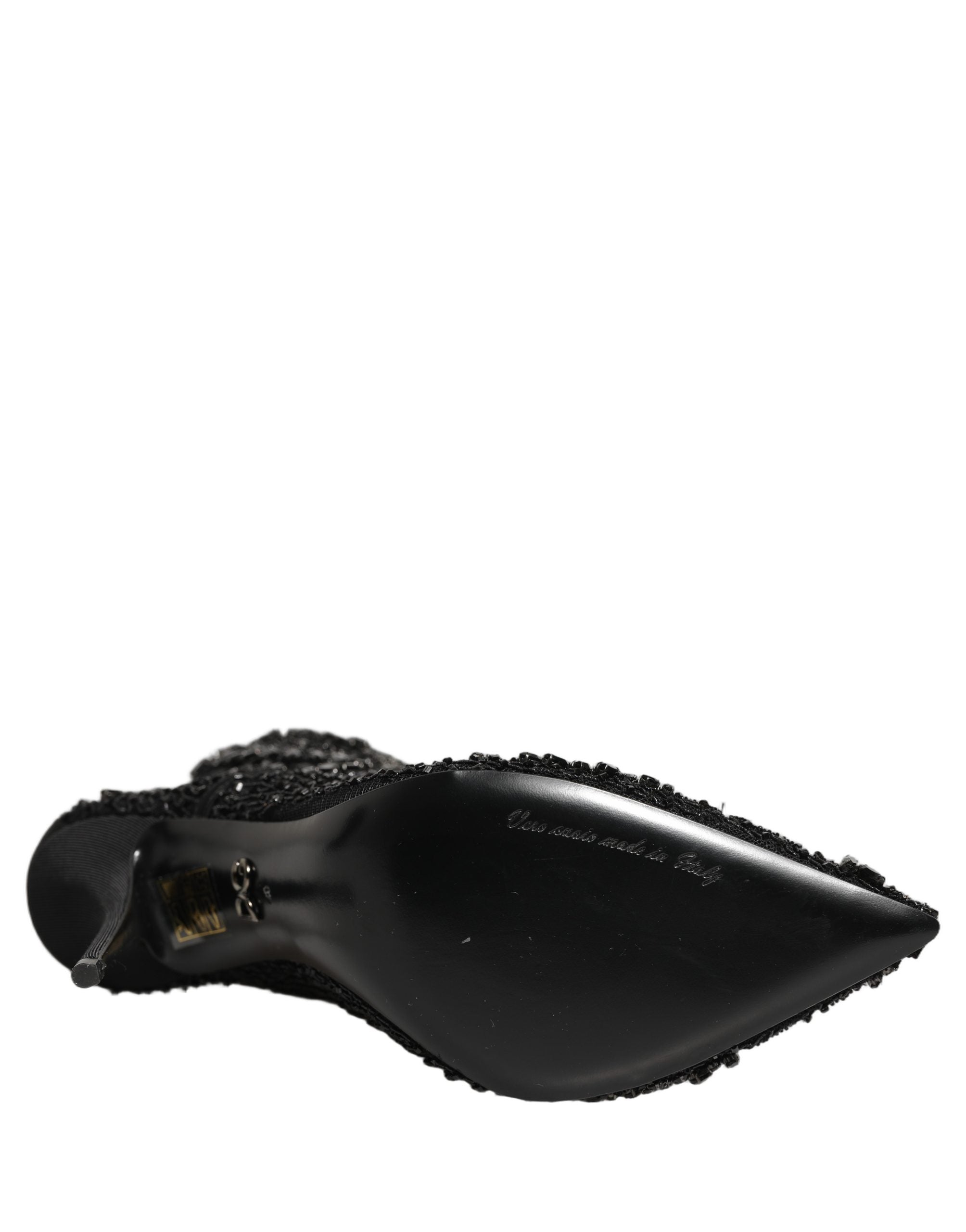 Dolce & Gabbana Schwarze Ankle Boots aus Mesh mit Verzierungen-1