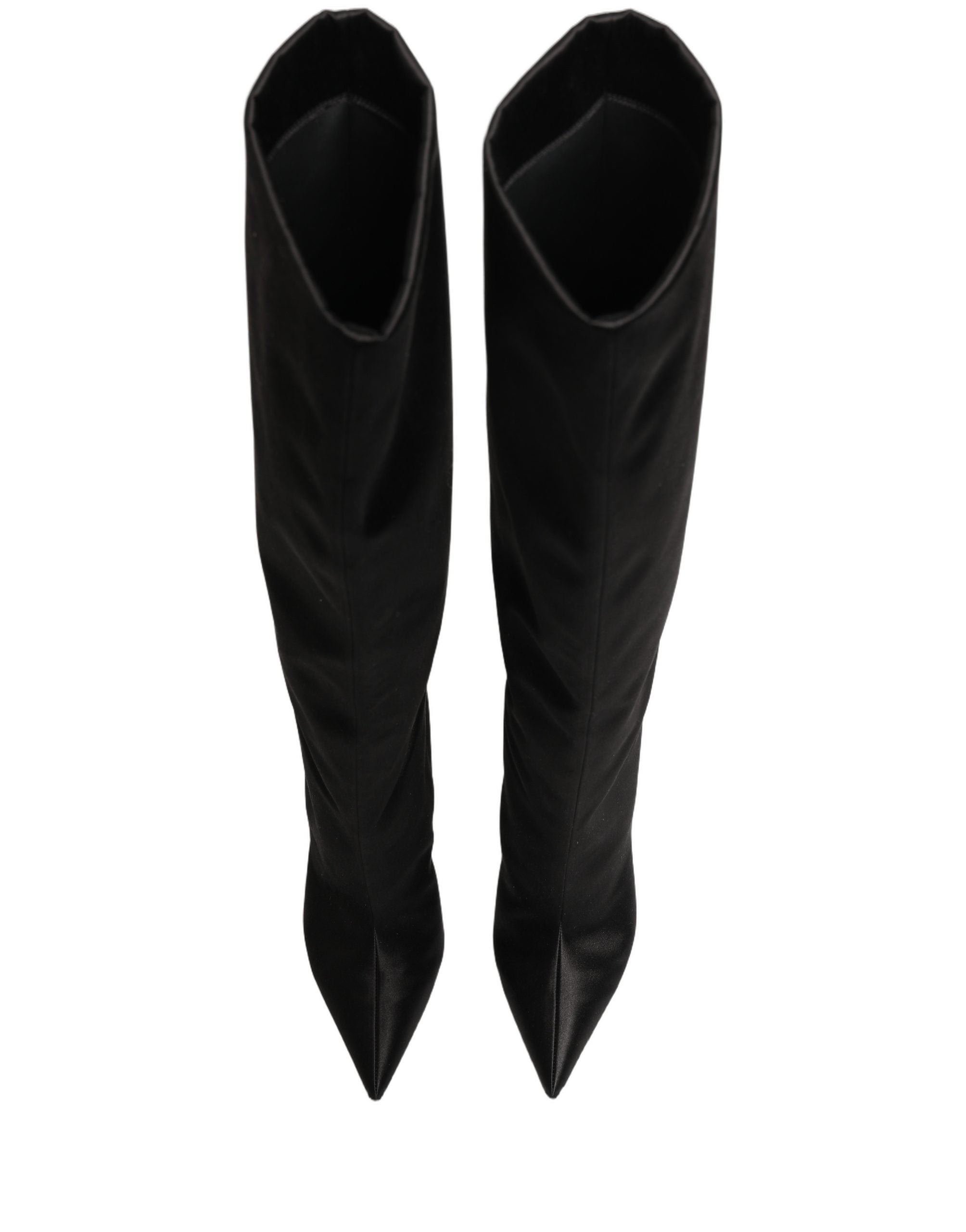Dolce & Gabbana Schwarze Kniehohe Stiletto-Stiefel aus Satin-5