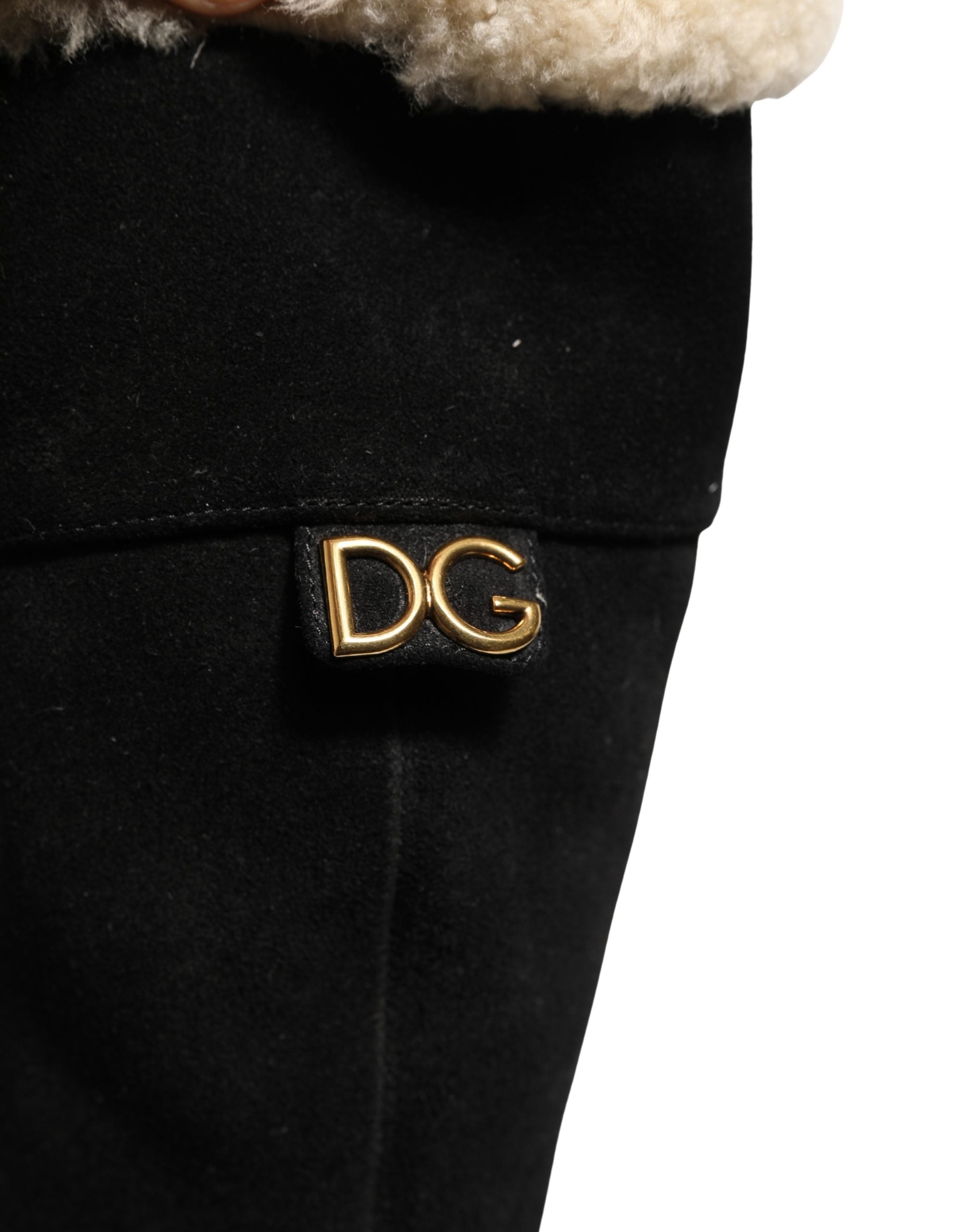 Dolce & Gabbana Kniehohe Stiefel aus Wildleder Schwarz-1