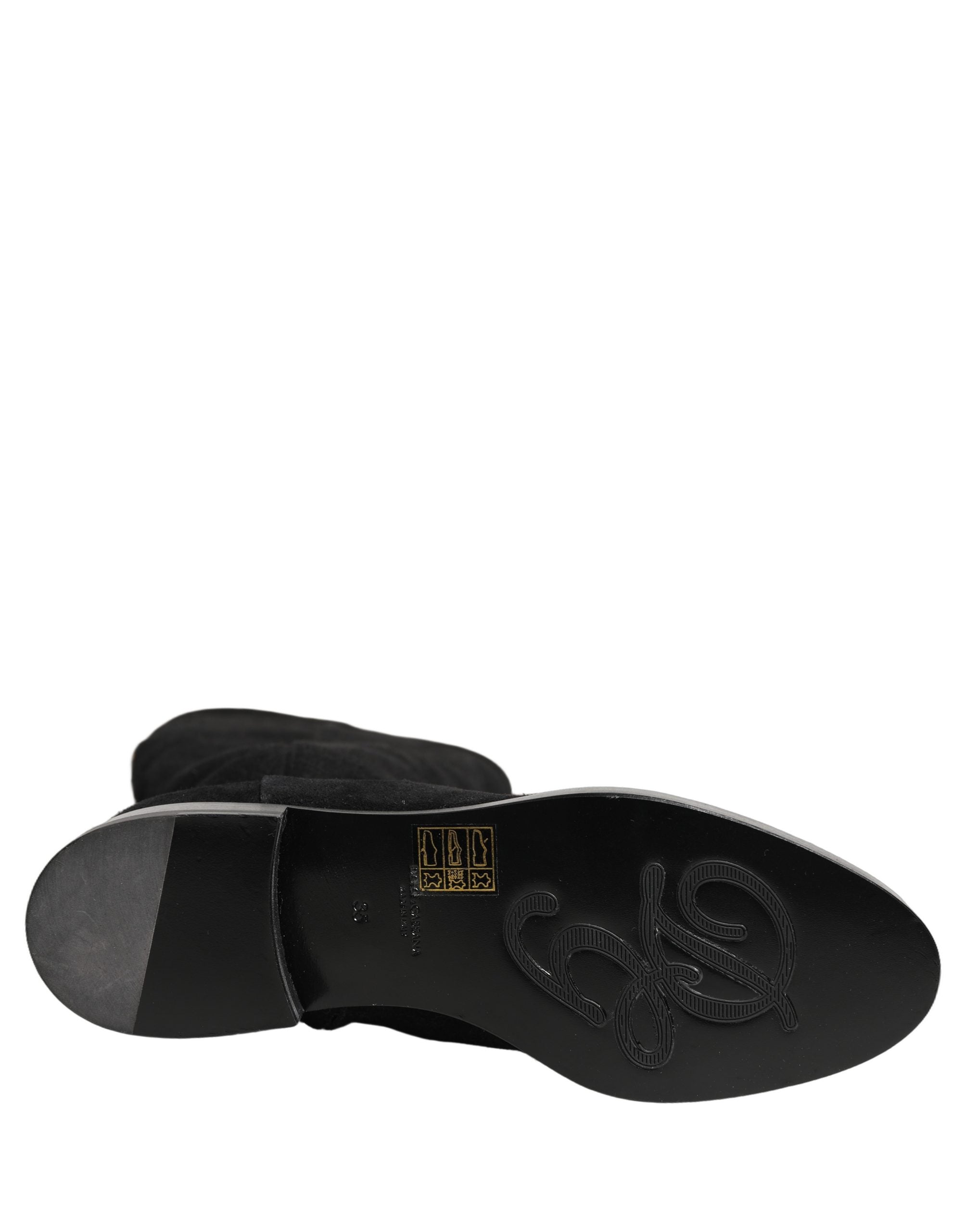 Dolce & Gabbana Kniehohe Stiefel aus Wildleder Schwarz-2