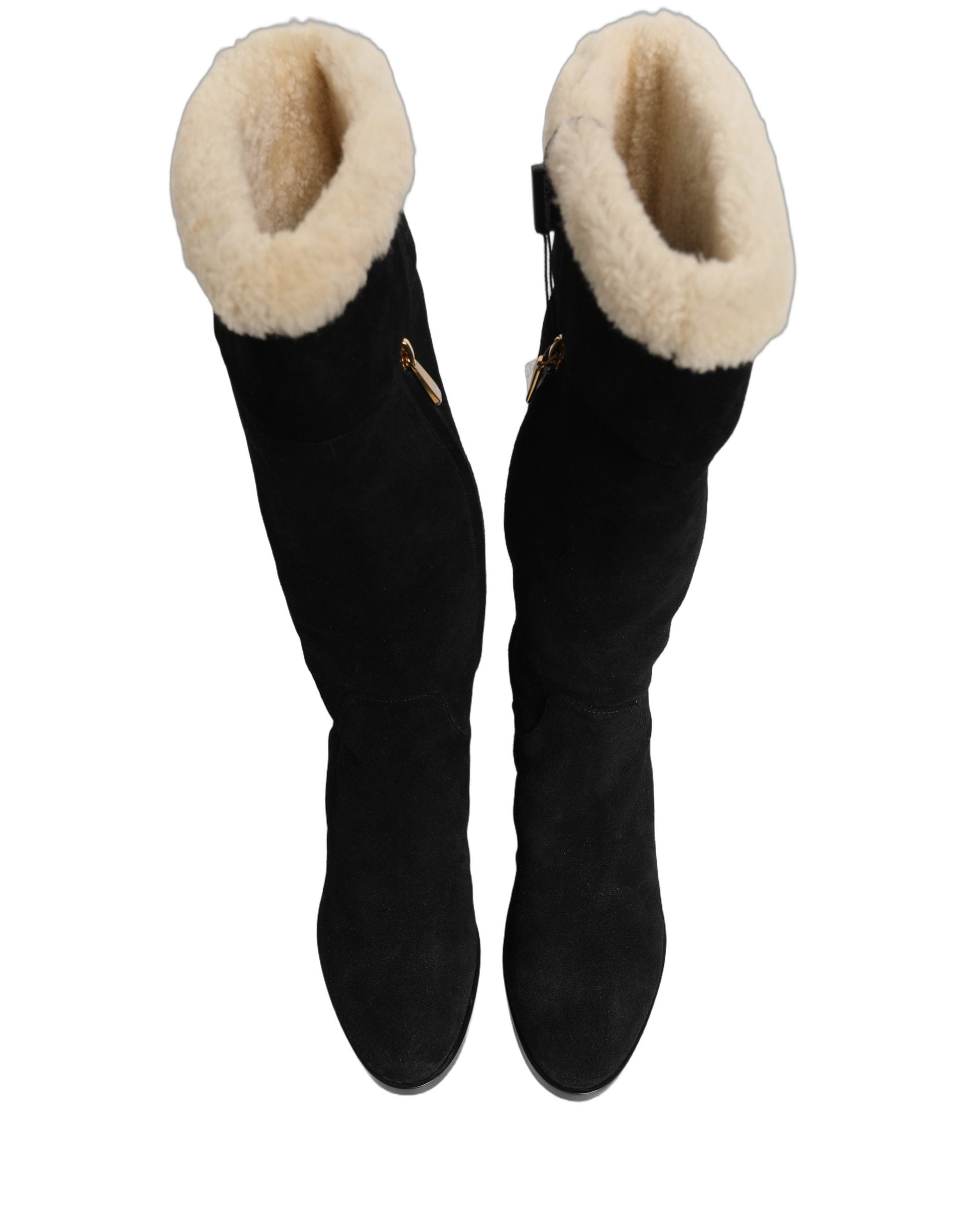 Dolce & Gabbana Kniehohe Stiefel aus Wildleder Schwarz-3