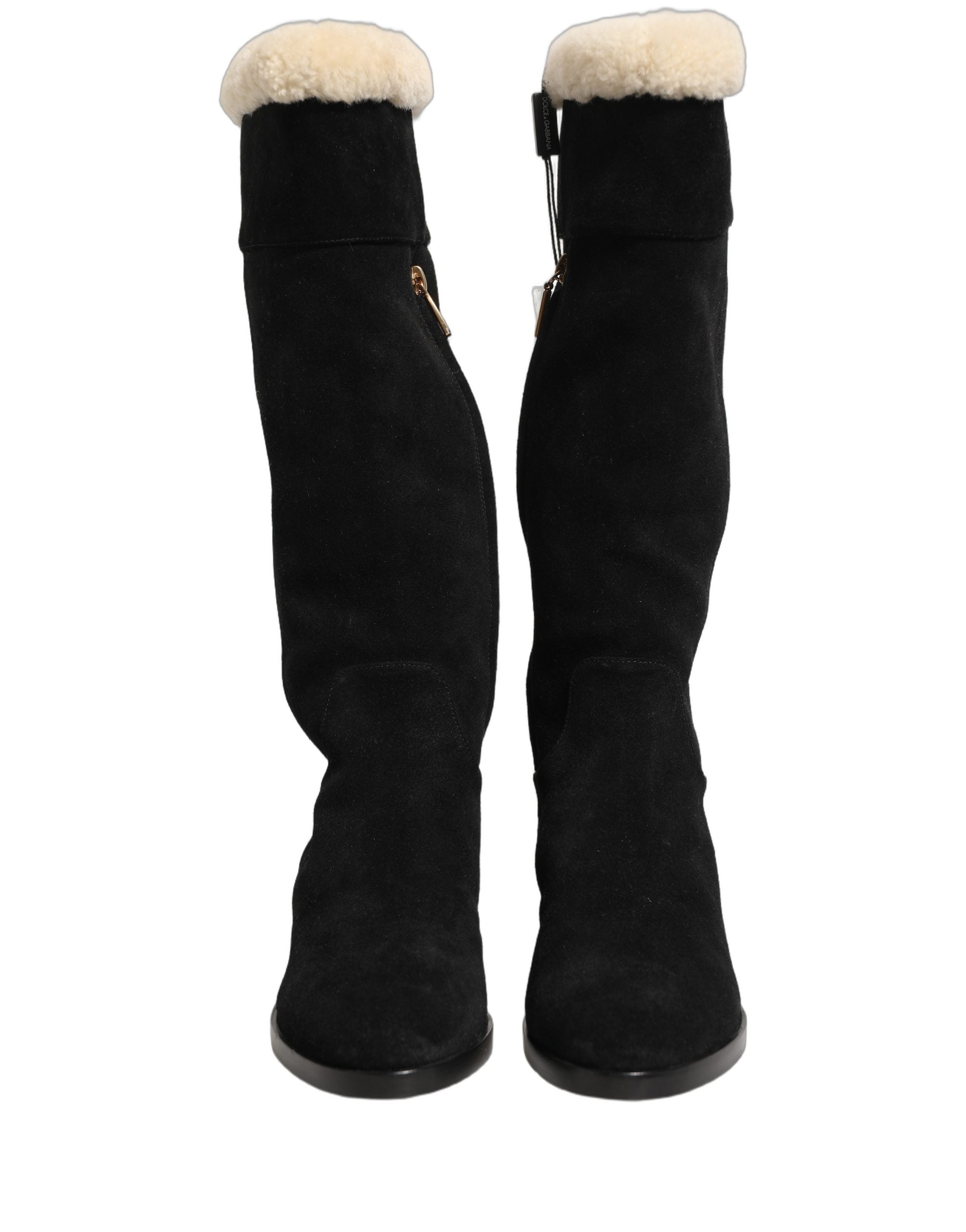 Dolce & Gabbana Kniehohe Stiefel aus Wildleder Schwarz-5
