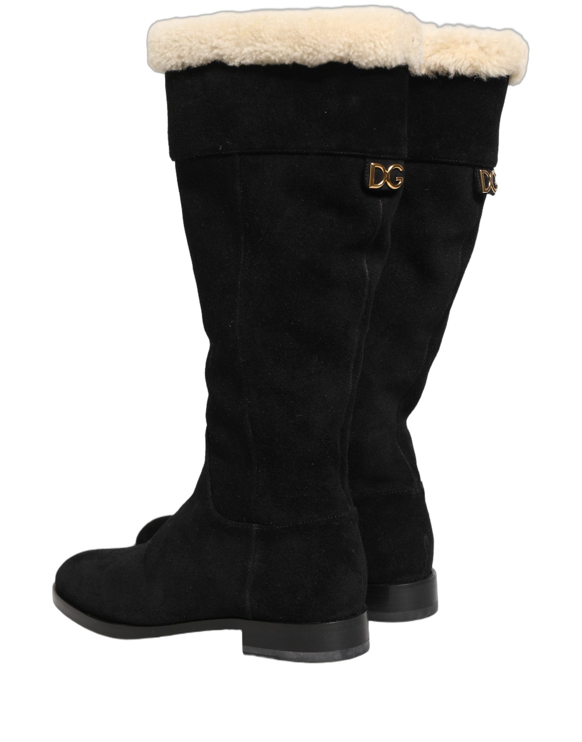 Dolce & Gabbana Kniehohe Stiefel aus Wildleder Schwarz-8