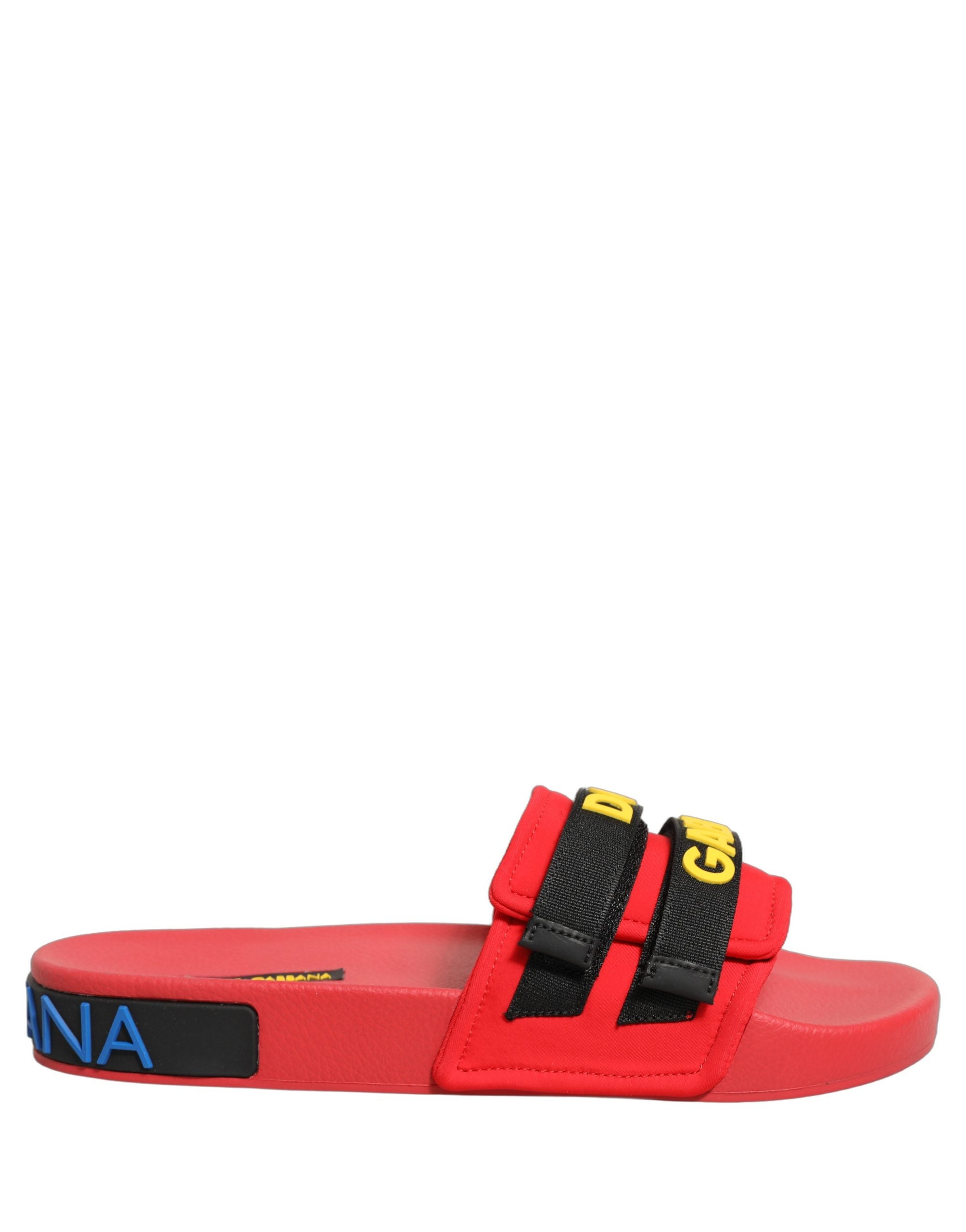 Dolce & Gabbana Rote Neopren-Slipper für Strand und Freizeit-3