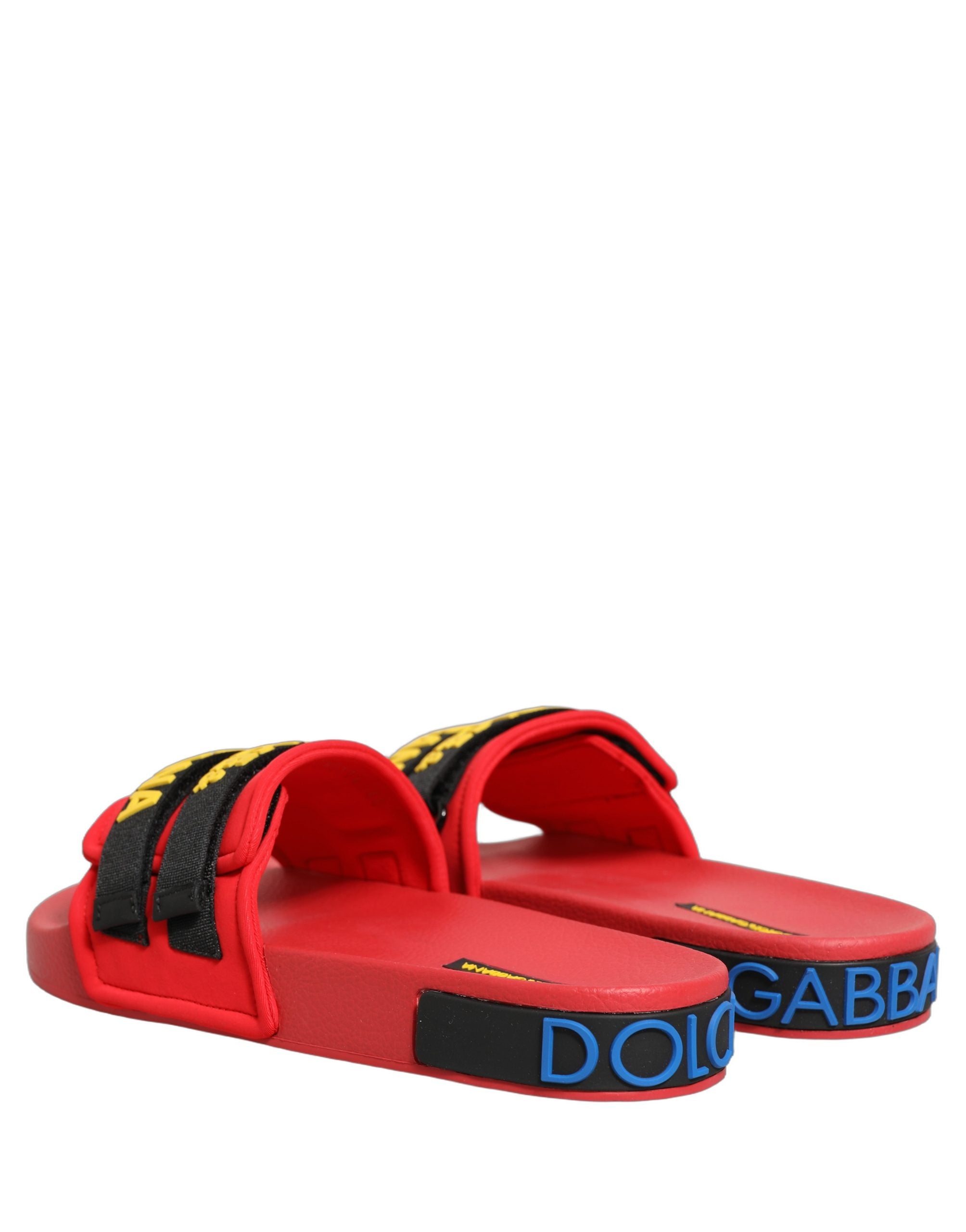 Dolce & Gabbana Rote Neopren-Slipper für Strand und Freizeit-4
