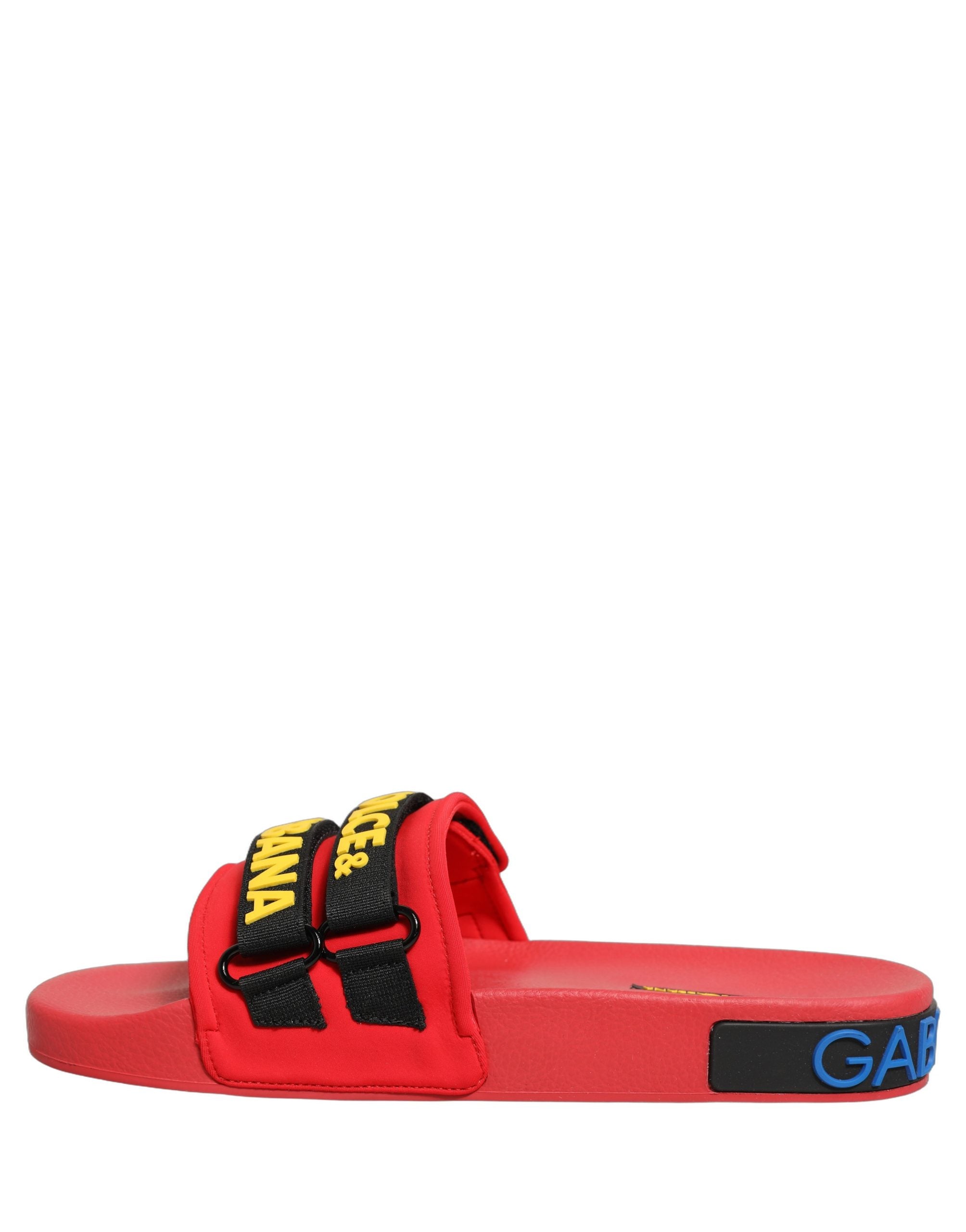 Dolce & Gabbana Rote Neopren-Slipper für Strand und Freizeit-5