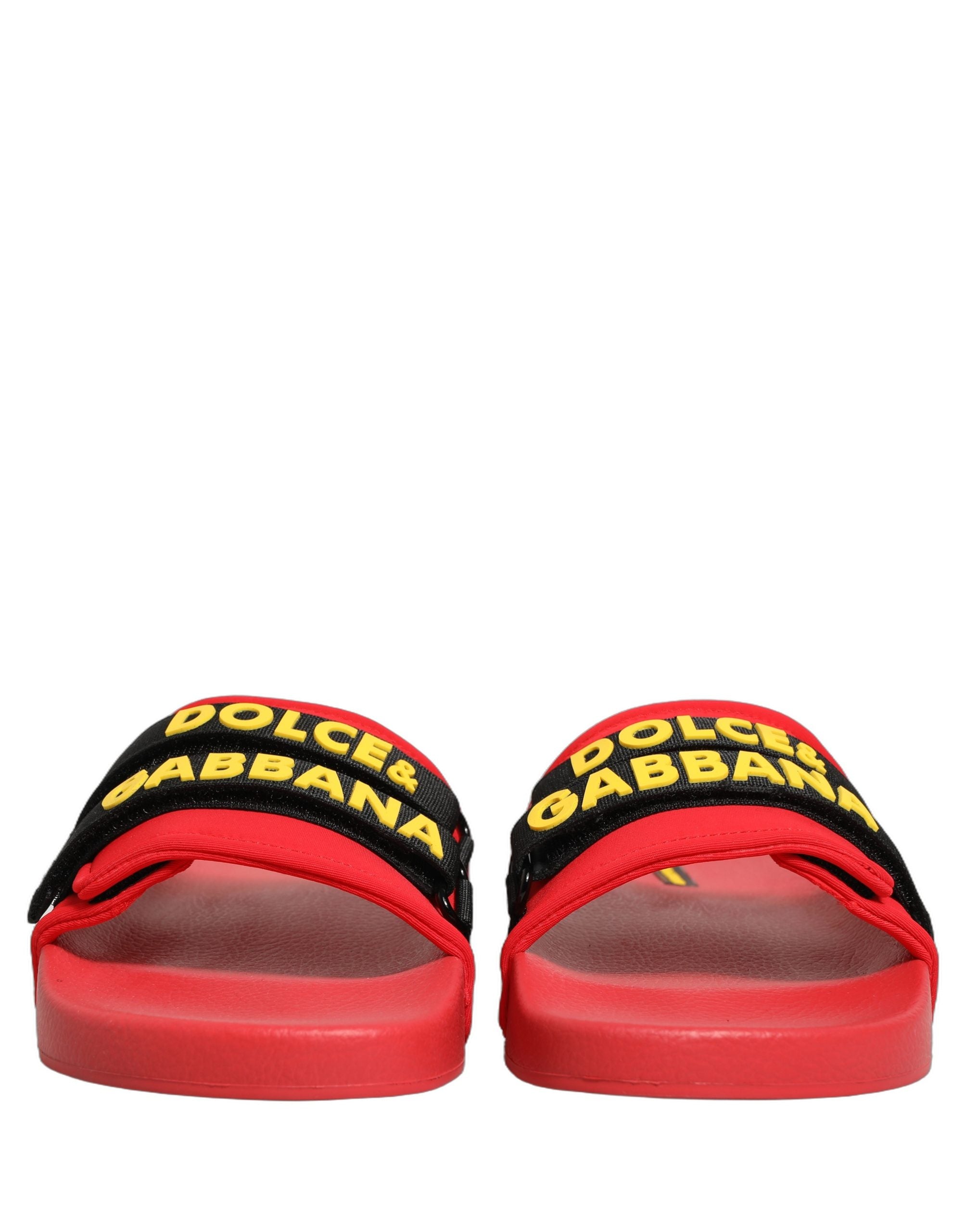 Dolce & Gabbana Rote Neopren-Slipper für Strand und Freizeit-8