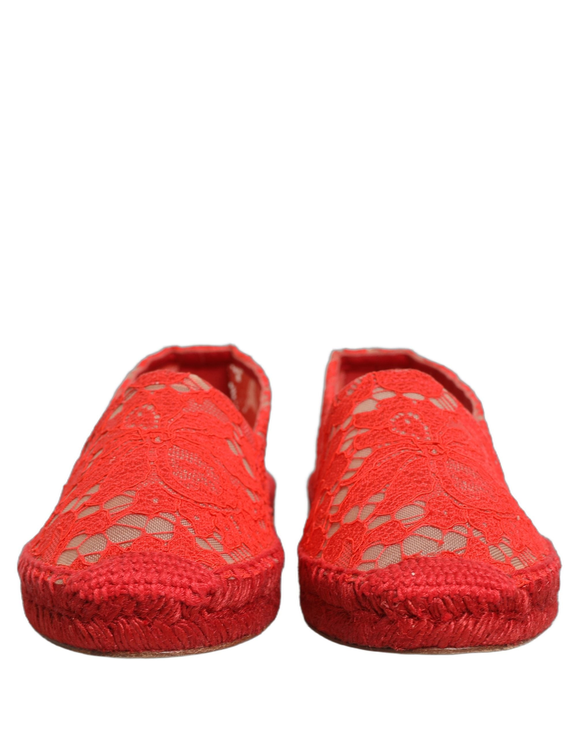 Dolce & Gabbana Rote Taormina Espadrille-Ballerinas aus Spitze-1