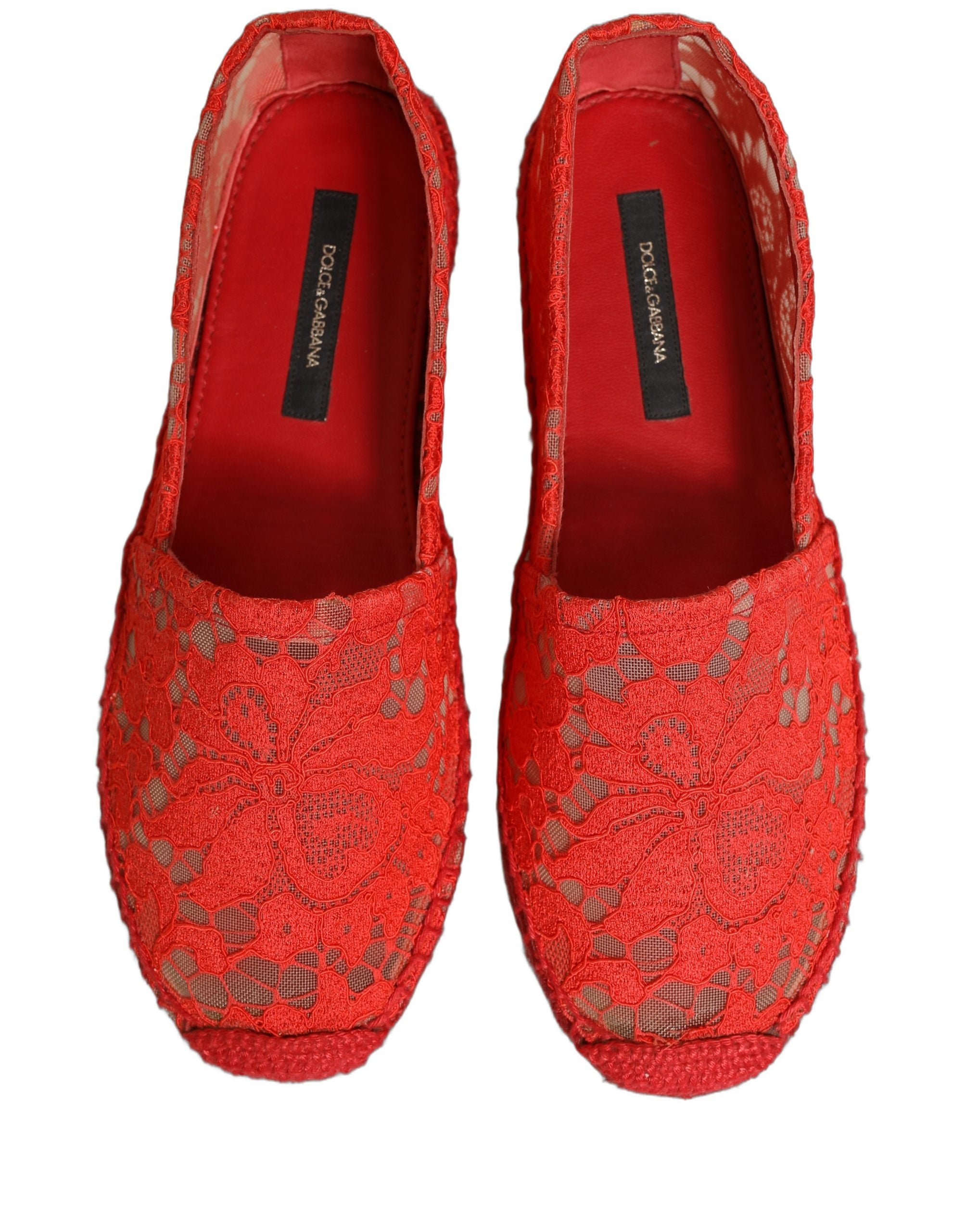 Dolce & Gabbana Rote Taormina Espadrille-Ballerinas aus Spitze-2