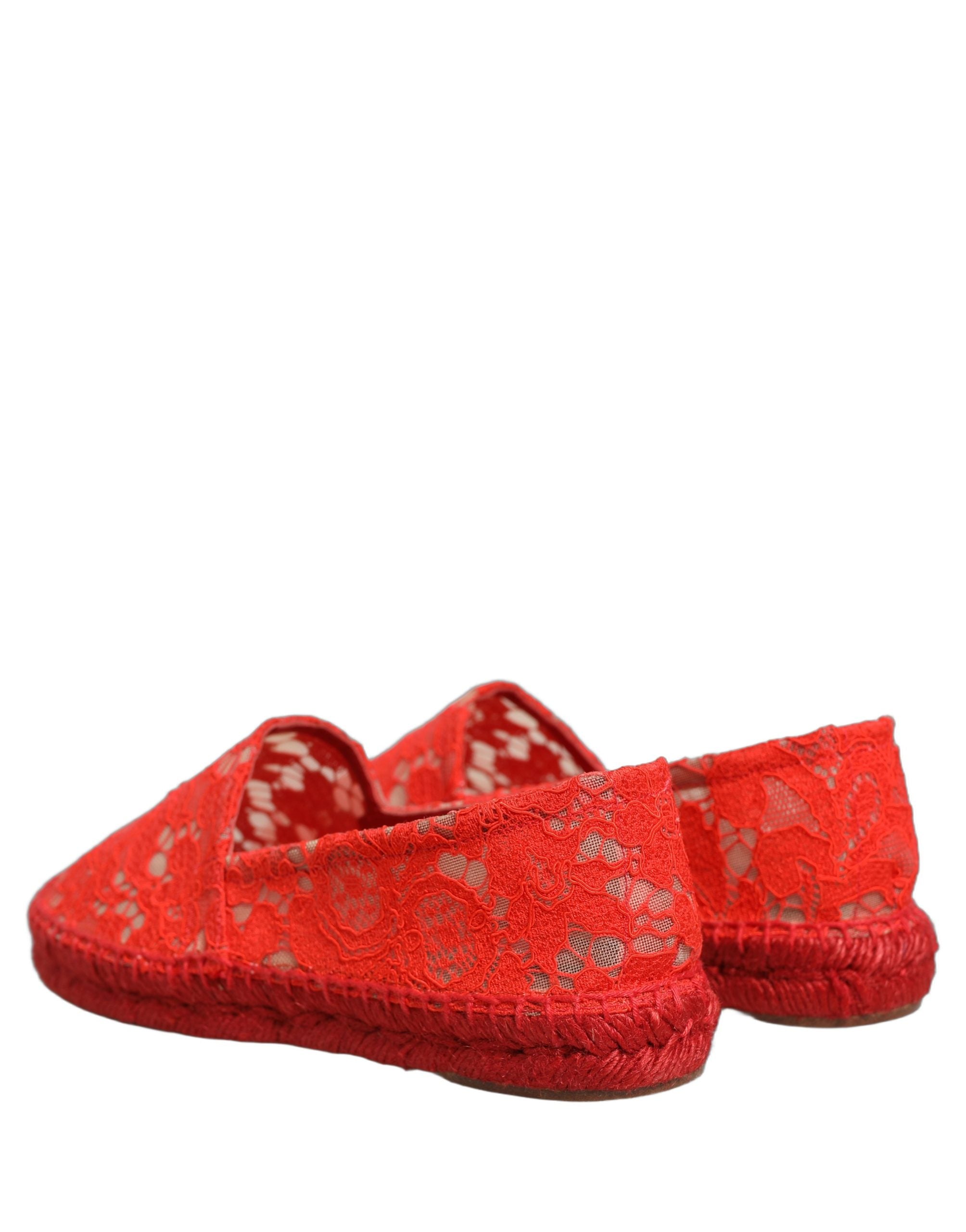 Dolce & Gabbana Rote Taormina Espadrille-Ballerinas aus Spitze-3