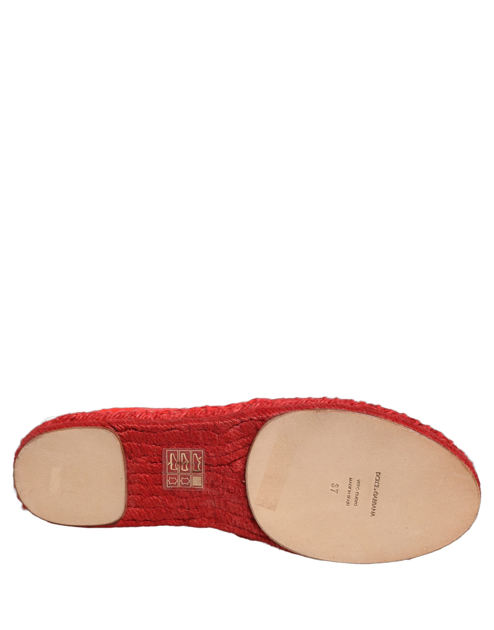 Dolce & Gabbana Rote Taormina Espadrille-Ballerinas aus Spitze-7