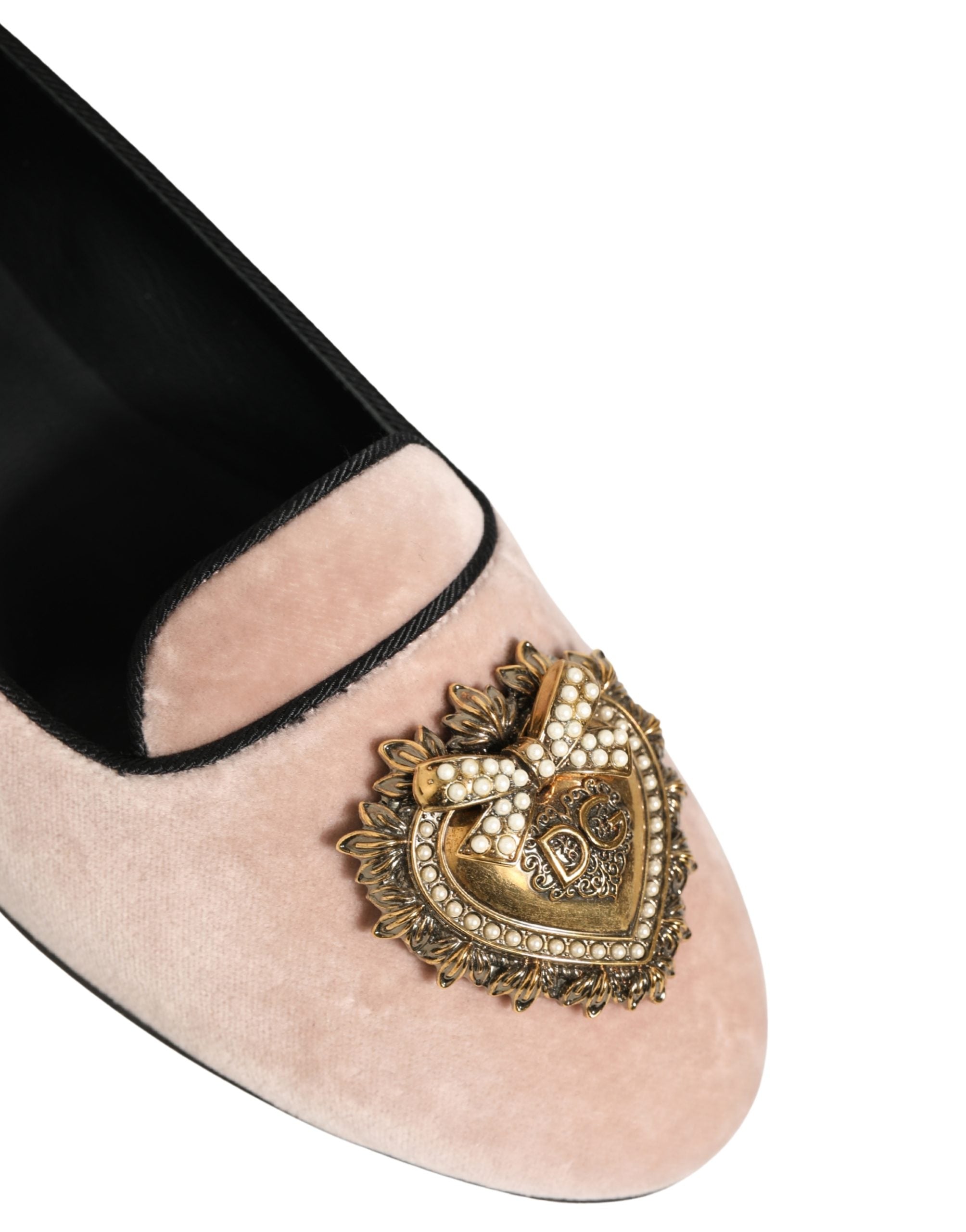 Dolce & Gabbana Pink Velvet Devotion Loafers Flats Shoes-1