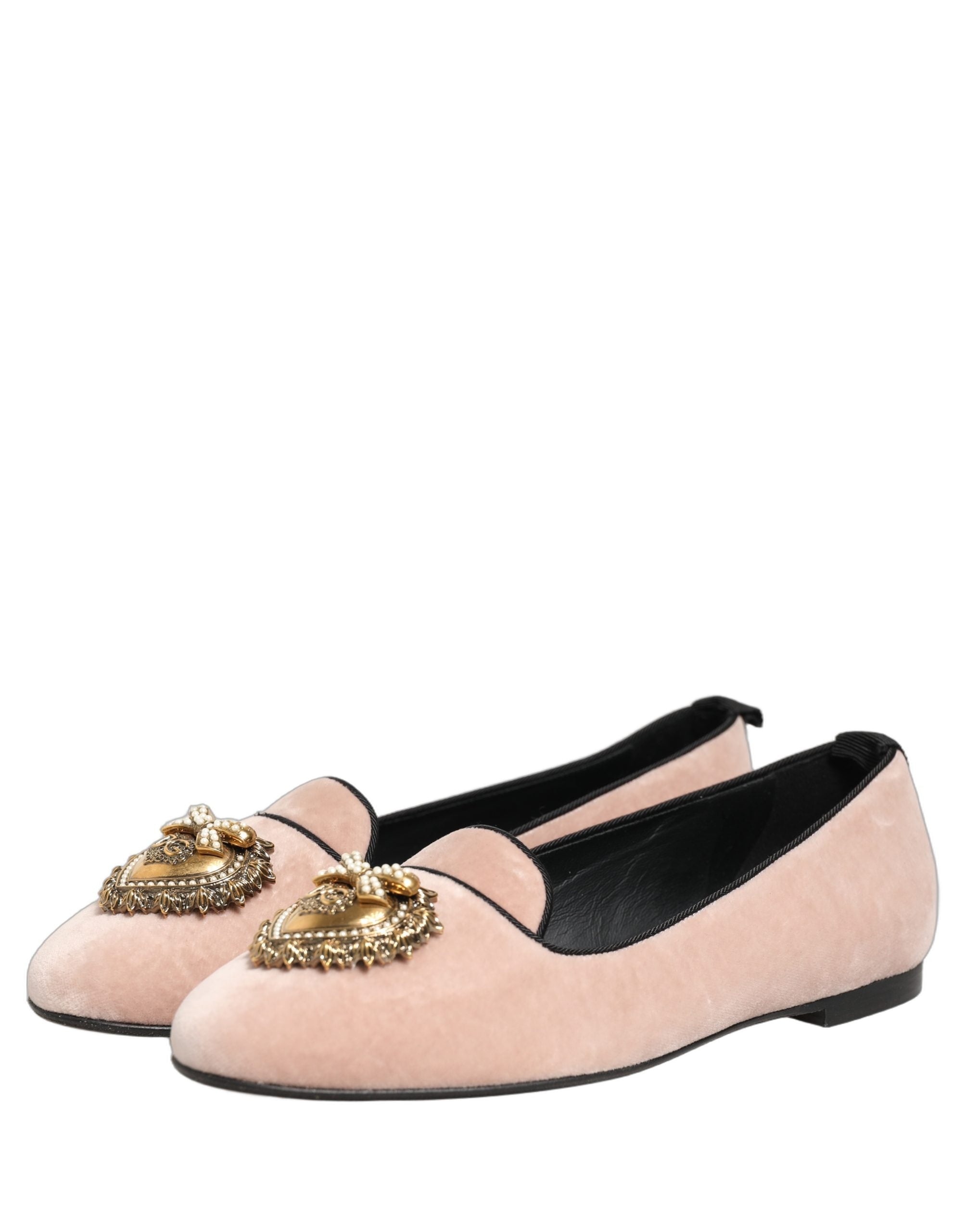 Dolce & Gabbana Pink Velvet Devotion Loafers Flats Shoes-3