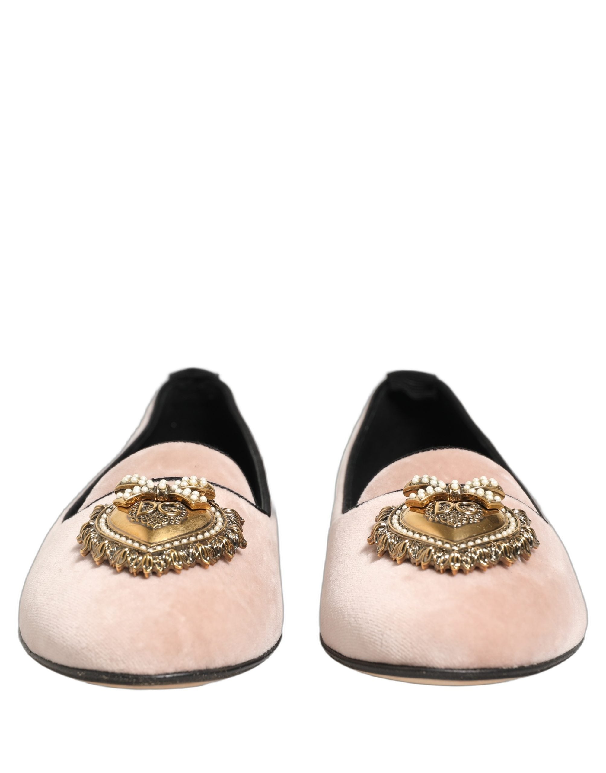 Dolce & Gabbana Pink Velvet Devotion Loafers Flats Shoes-8